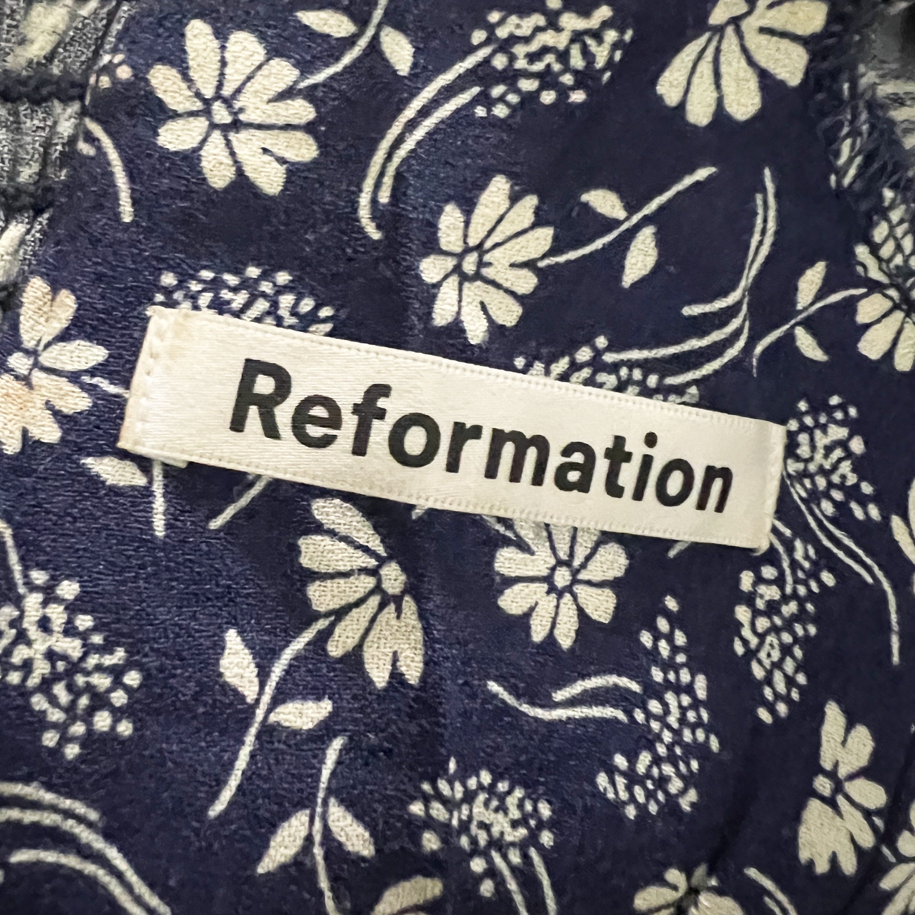 Reformation Sidecar Smocked Stretch Bodice Long Sleeve Mini Ruffle Dress Blue 0