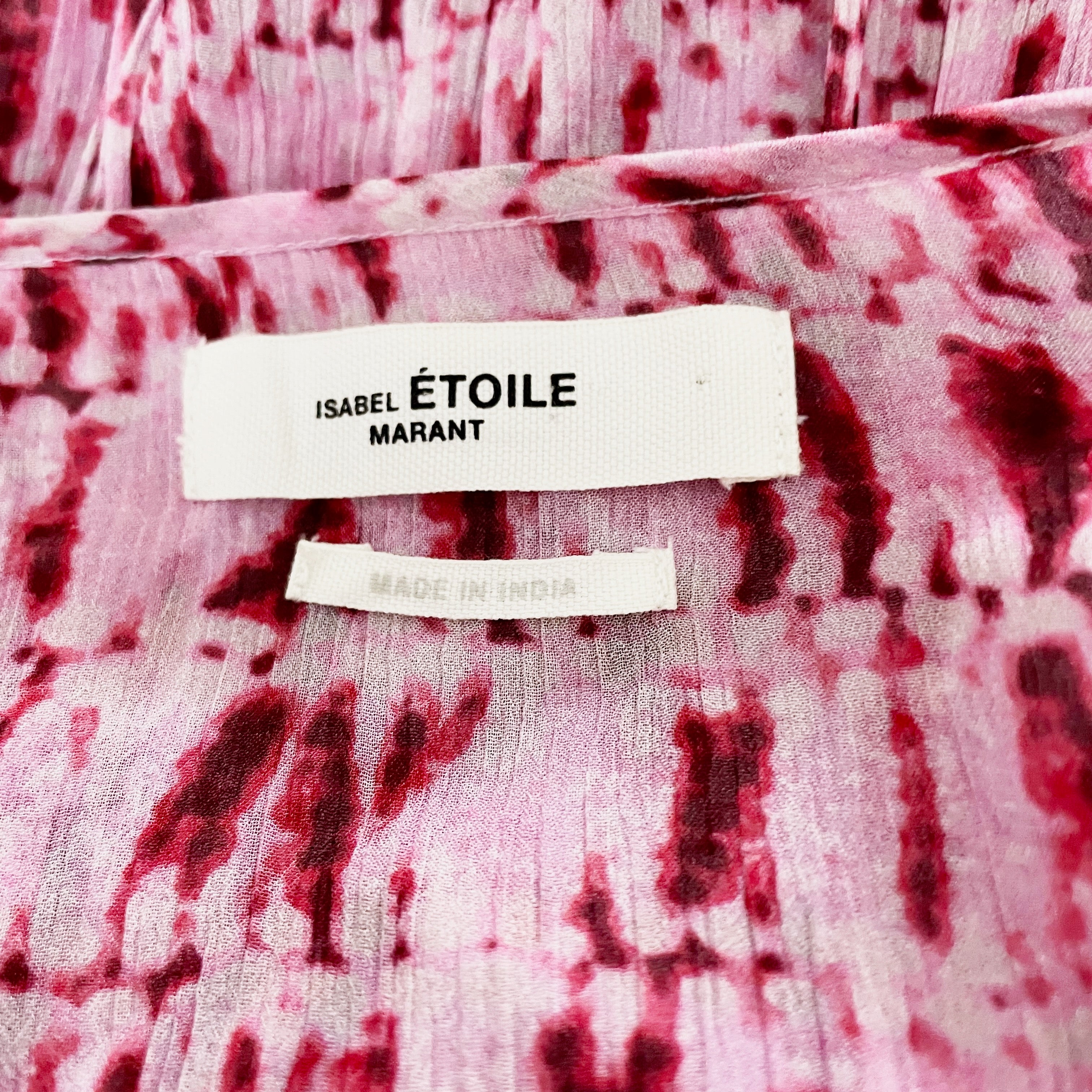 Isabel Marant Saureli Chiffon Allover Pink Print Long Pullover Maxi Dress 4