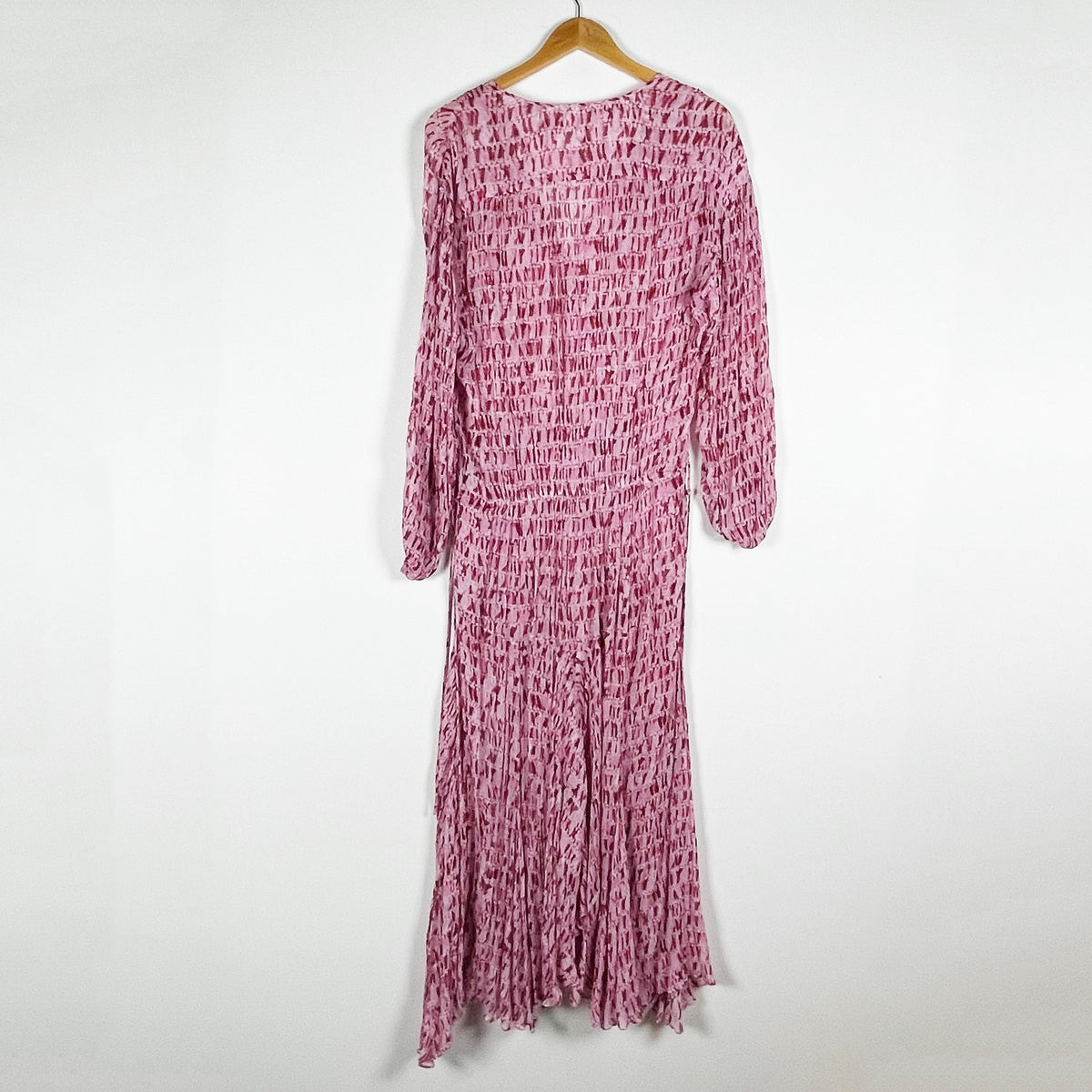Isabel Marant Saureli Chiffon Allover Pink Print Long Pullover Maxi Dress 4