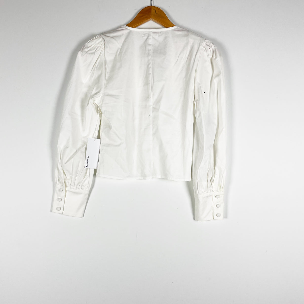 NEW Reformation Lawrence Organic Cotton Poplin Button Front Long Sleeve Blouse 2
