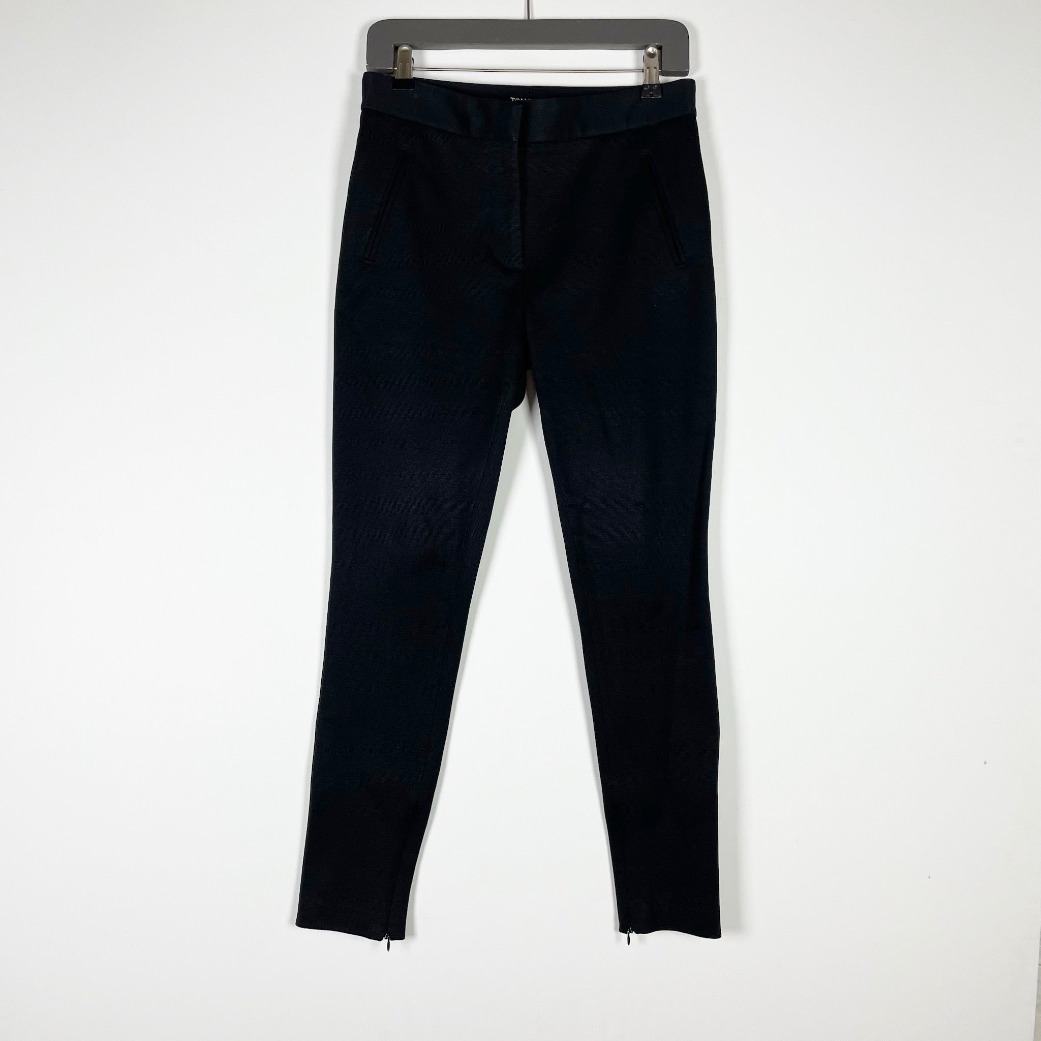 Tom Ford Women's Ponte Stretch Knit Ankle Zipper Crop Mid Rise Skinny Pants S