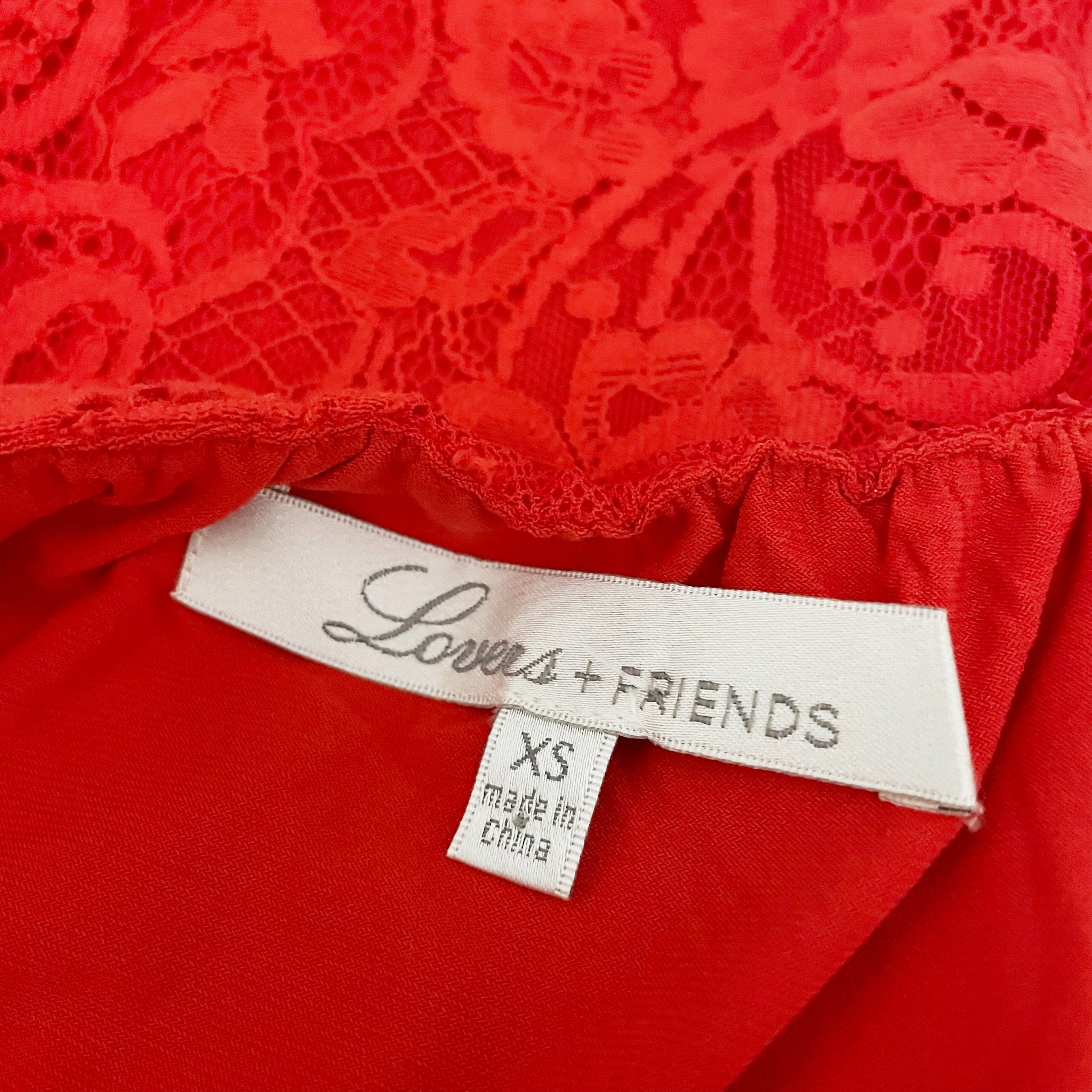 NEW Lovers And Friends Red Allover Lace V Neck Mini Cocktail Party Dress XS