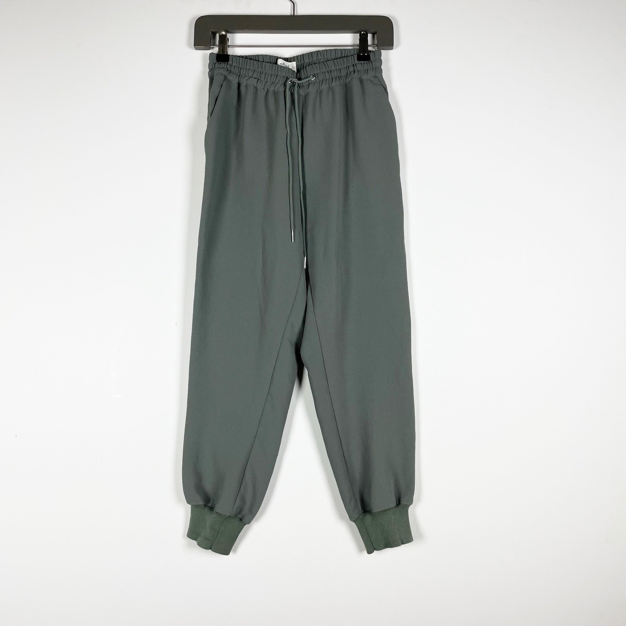 Wilfred Aritzia Buffon Mid Rise Ankle Crop Chiffon Jogger Pants Olive Green XXS