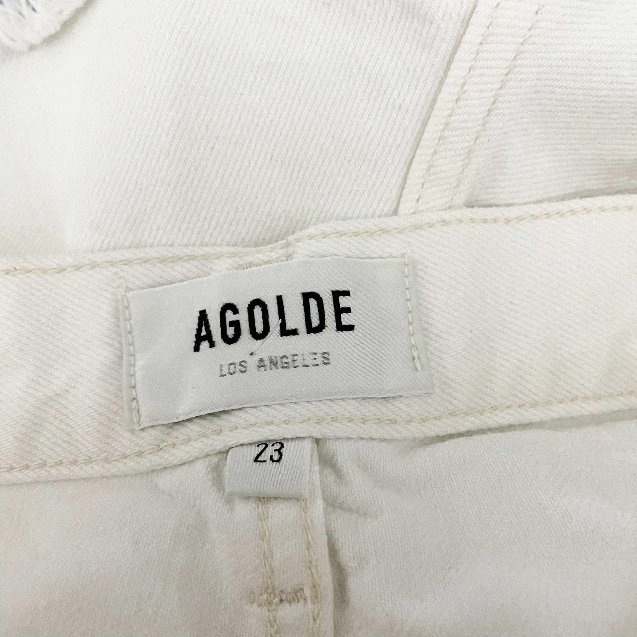 Agolde Denim Parker Vintage Cut Off Short Cotton Denim Jean Shorts Tissue White