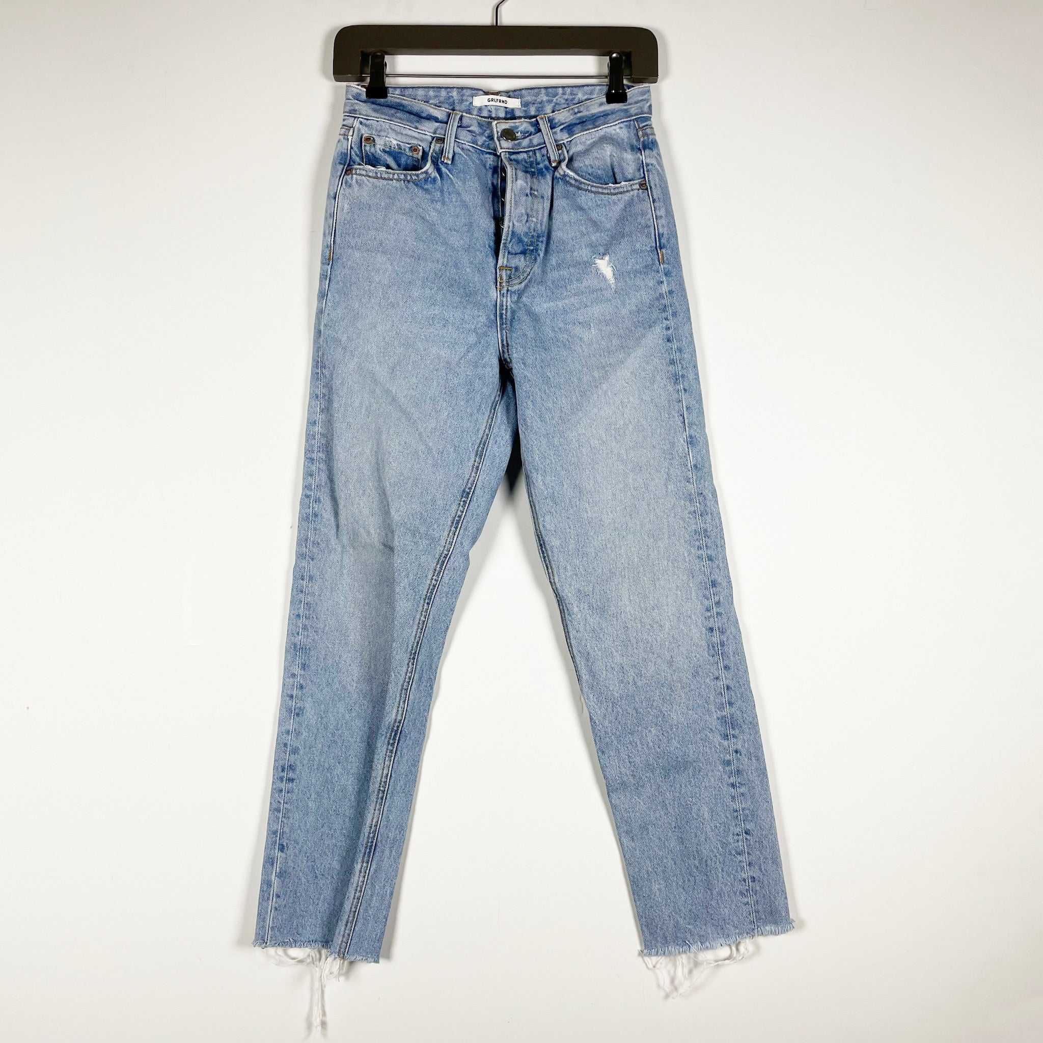 GRLFRND SHR Super High Rise Helena Cotton Straight Leg Ankle Crop Denim Jeans 24