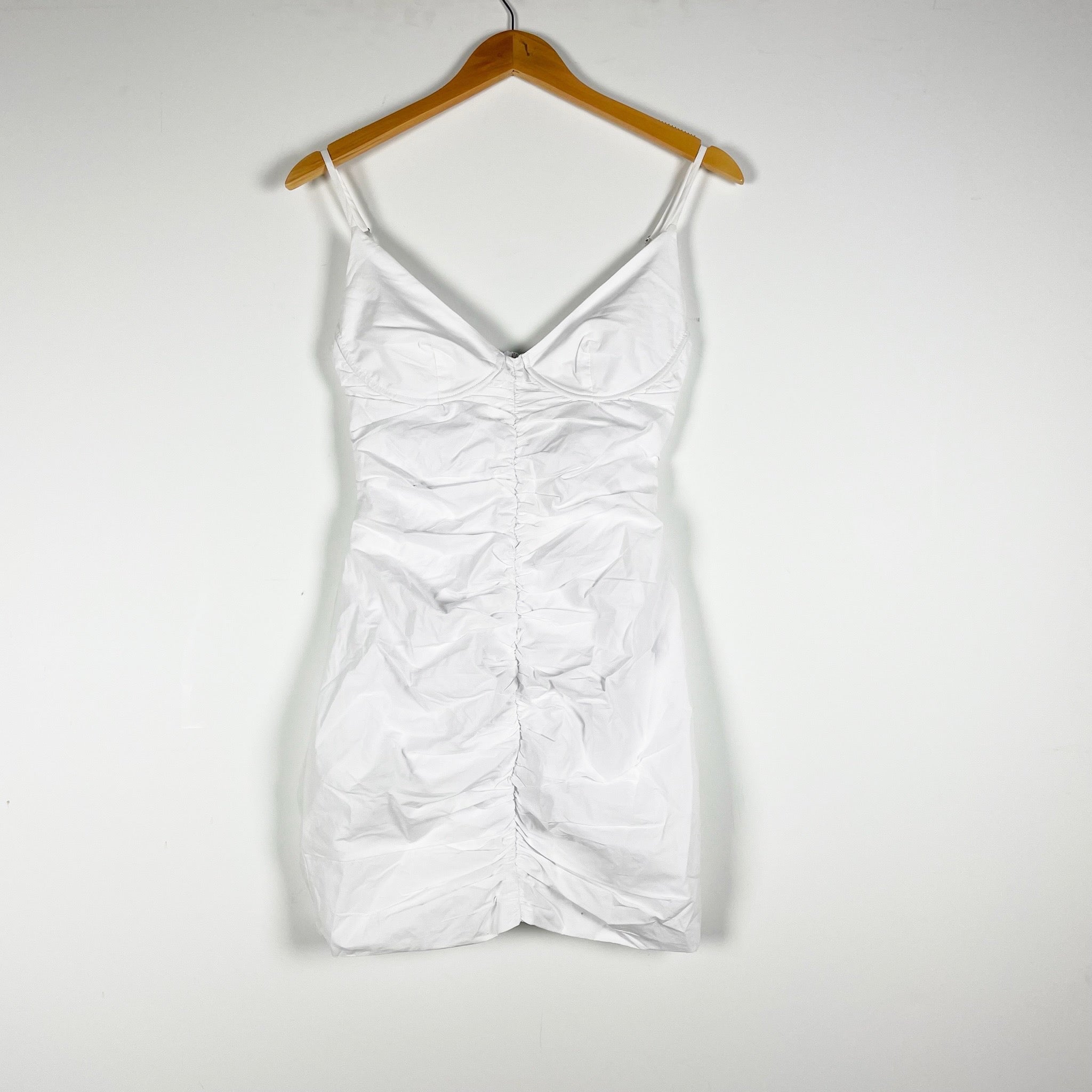 Superdown Darby Cotton Underwire Cup Ruched Mini Dress White XS