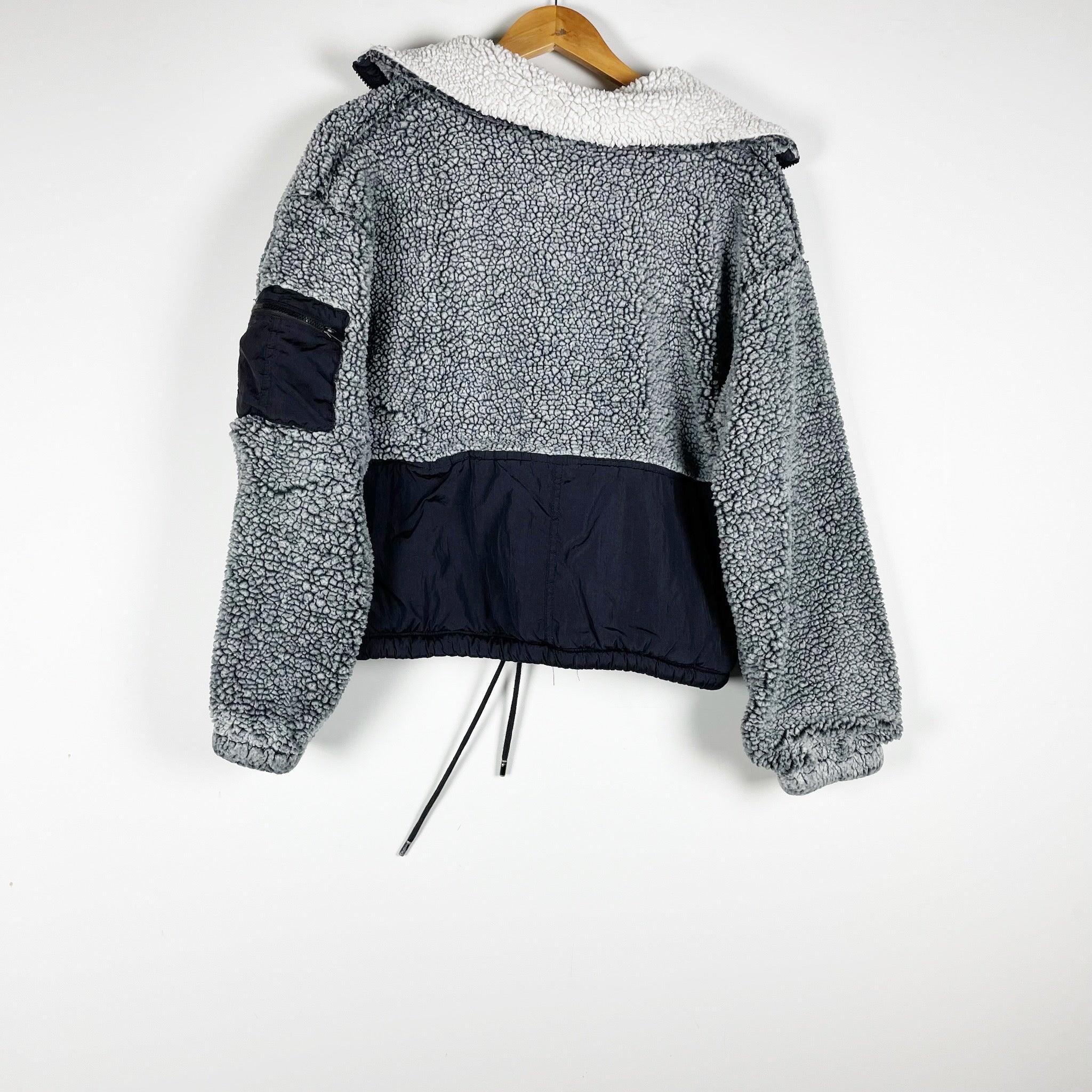 Free People x FP Movement BFF Fleece Half Zip Pullover Sweater Black Gray Small