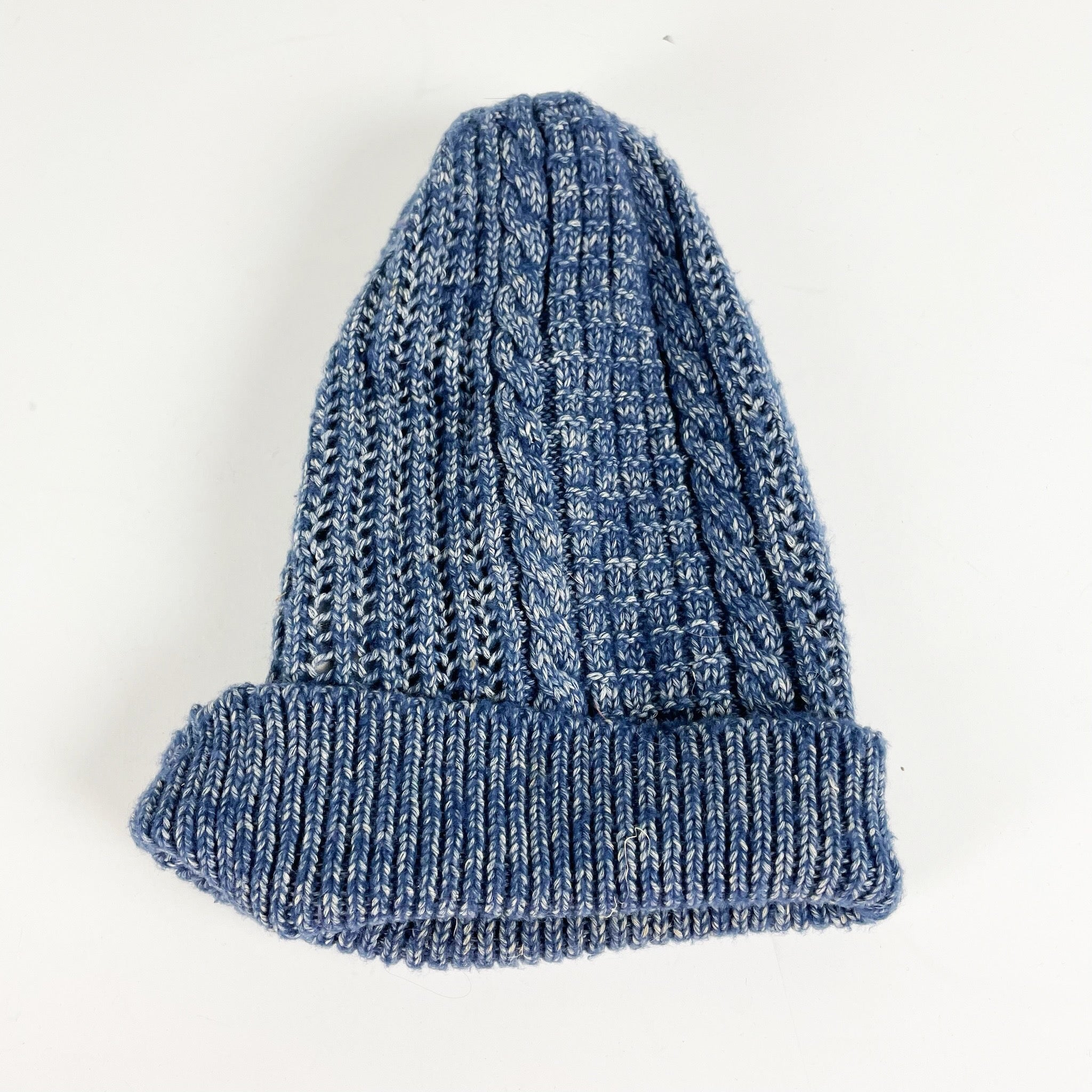 Free People Chunky Cable Knit Stretch Beanie Hat Blue