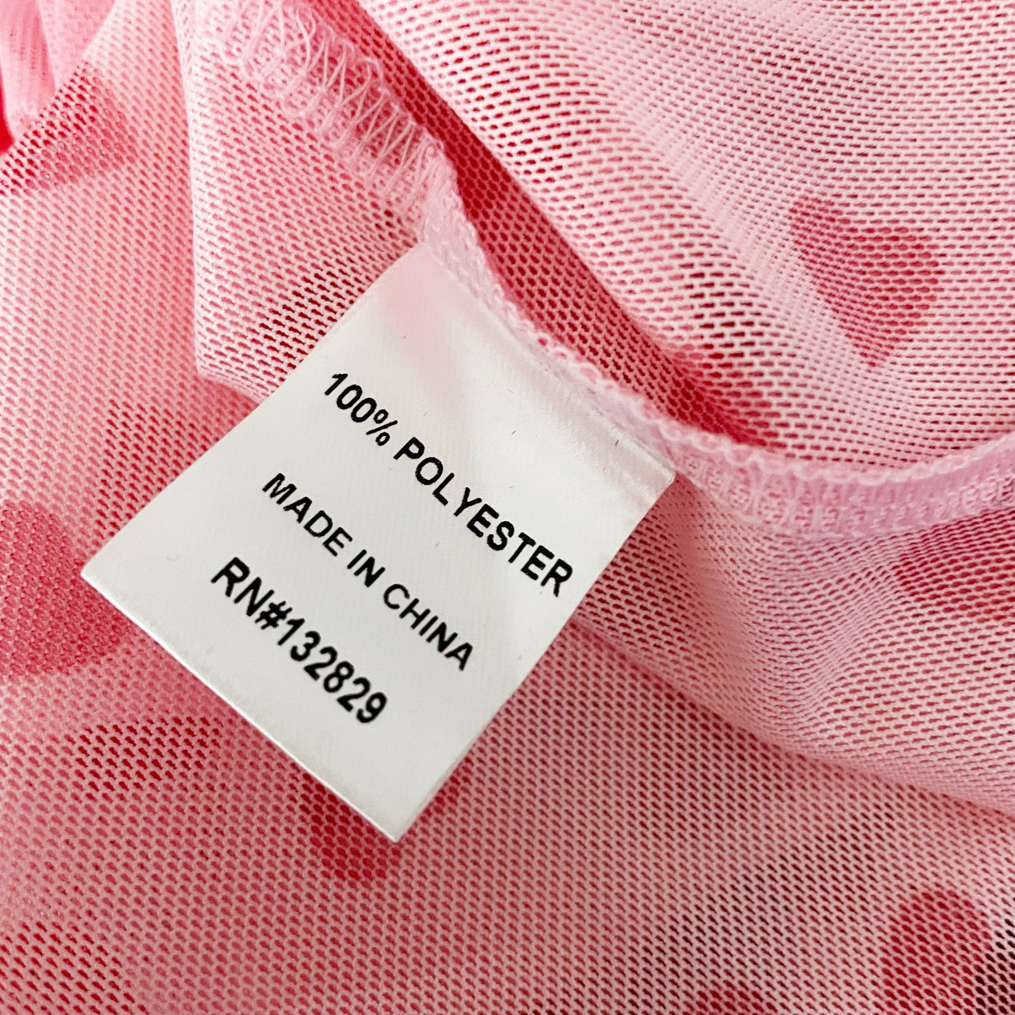 Superdown Tania Semi Sheer Mesh Cropped Short Sleeve Pink Heart Print Shirt S