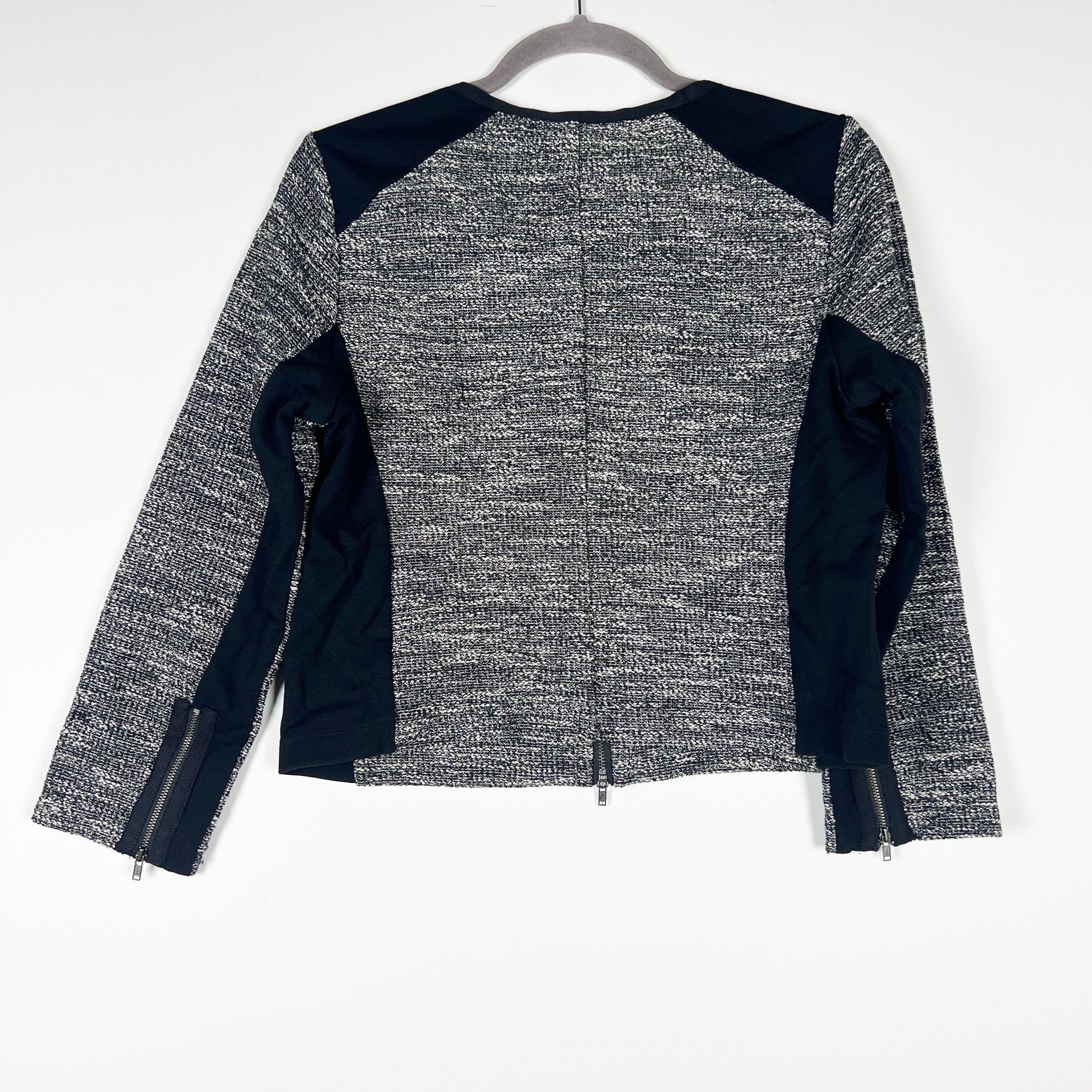 Eileen Fisher Women's Cotton Blend Boucle Weave Full Zip Blazer Jacket Black PM