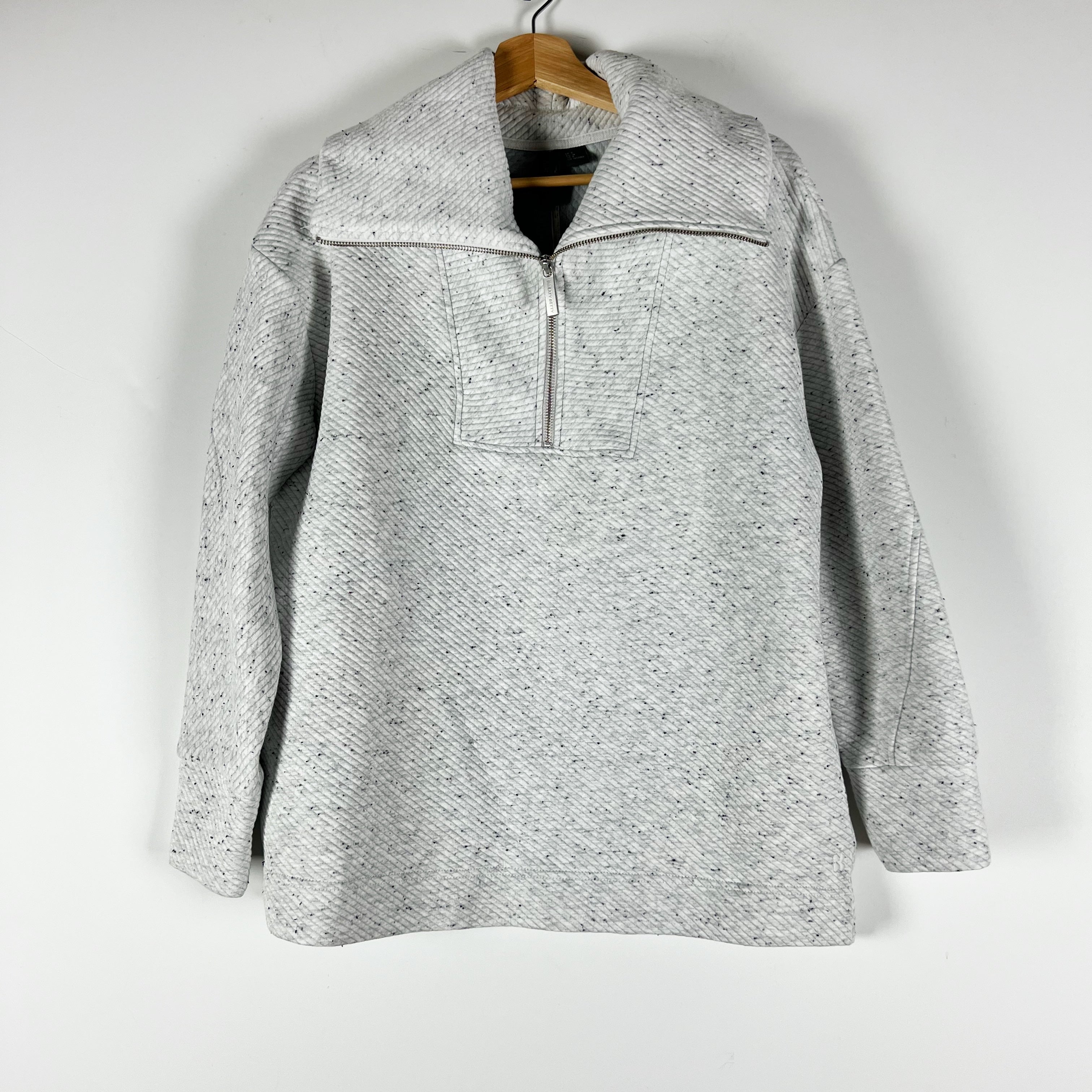 Sweaty Betty Radiant Half Zip Ribbed Knit Stretch Quarter Zip Sweater Gray 6
