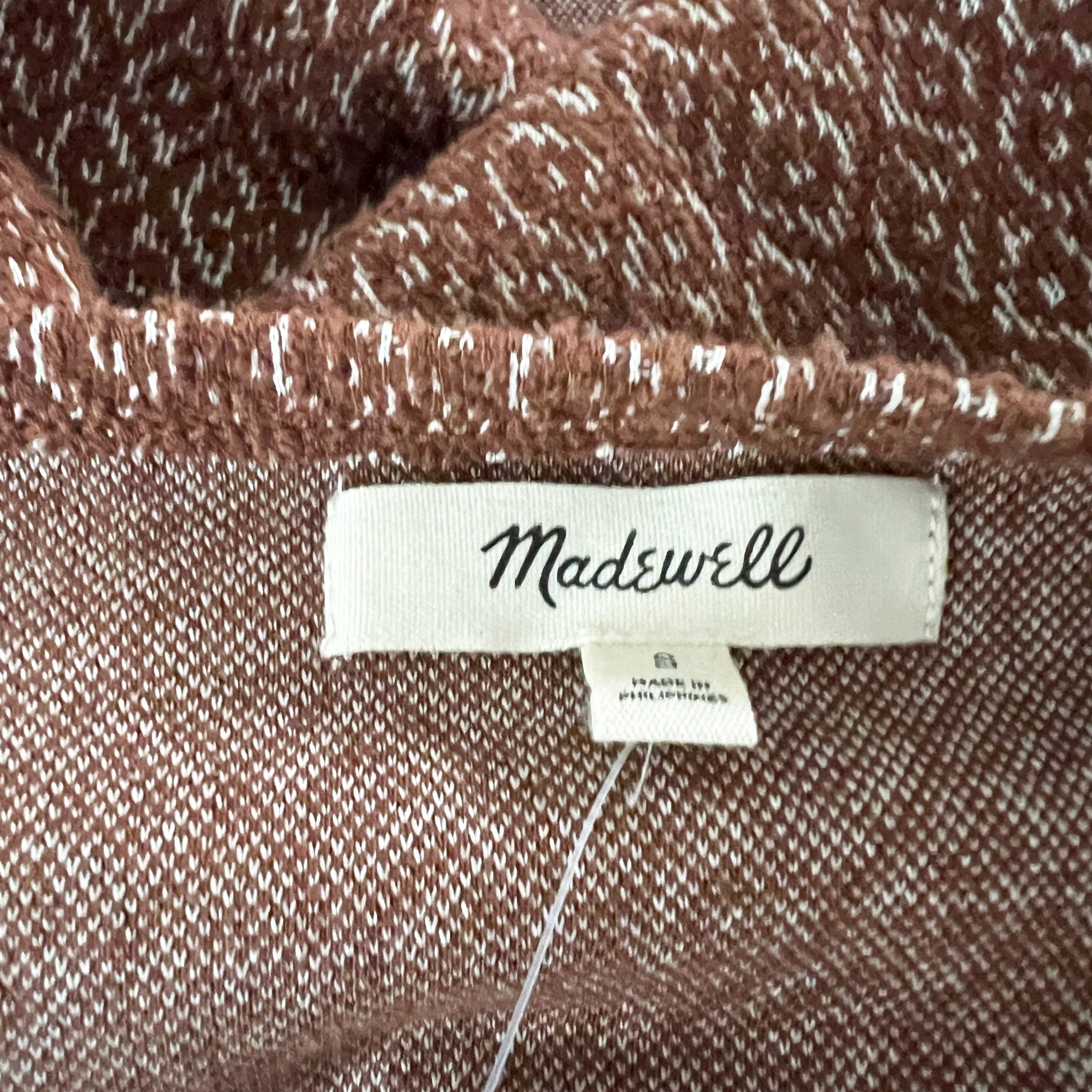 NEW Madewell Jacquard Puff Sleeve Cotton Blend Crop Top Sweater Dark Merlot S