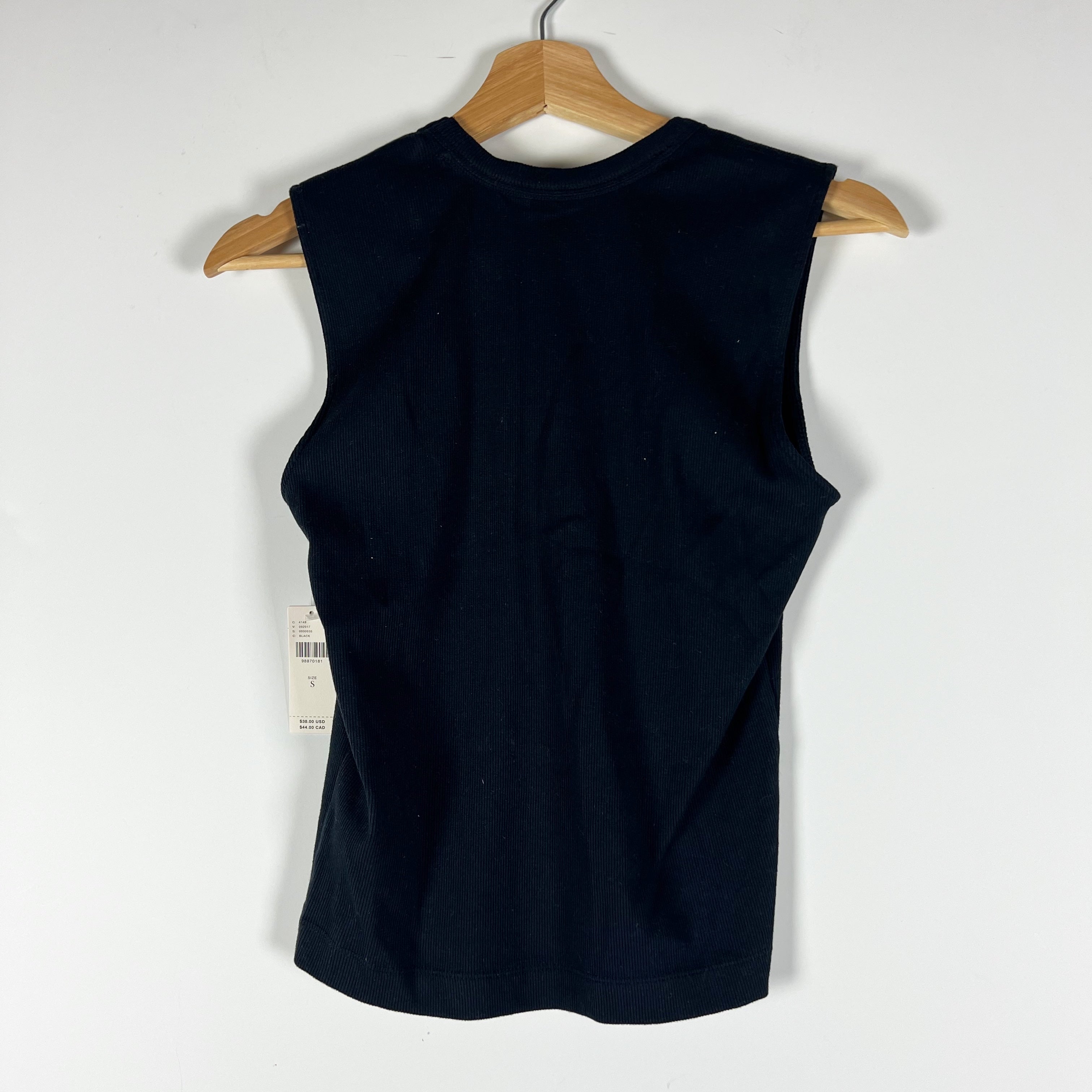 NEW Anthropologie Cotton Ribbed Knit Stretch Scoop Neck Sleeveless Muscle Tank S