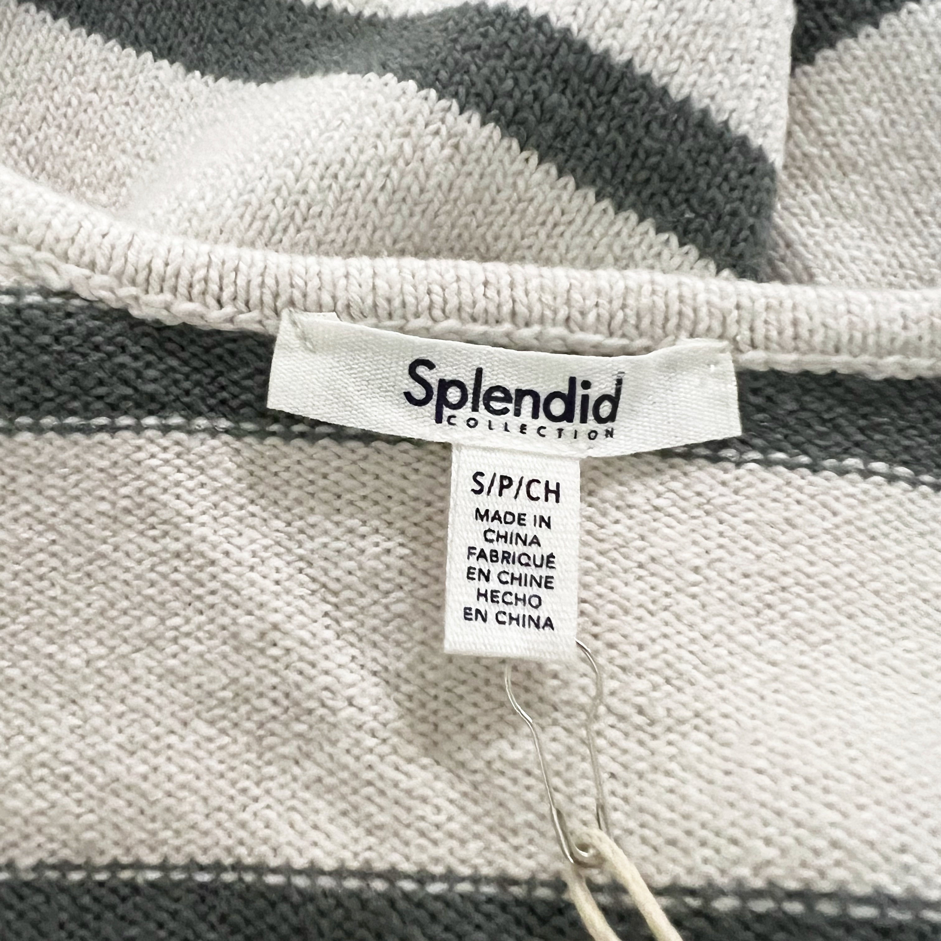 NEW Splendid Daphne Stripe Cotton Blend Knit Stretch Sweater Tank Green Ivory S