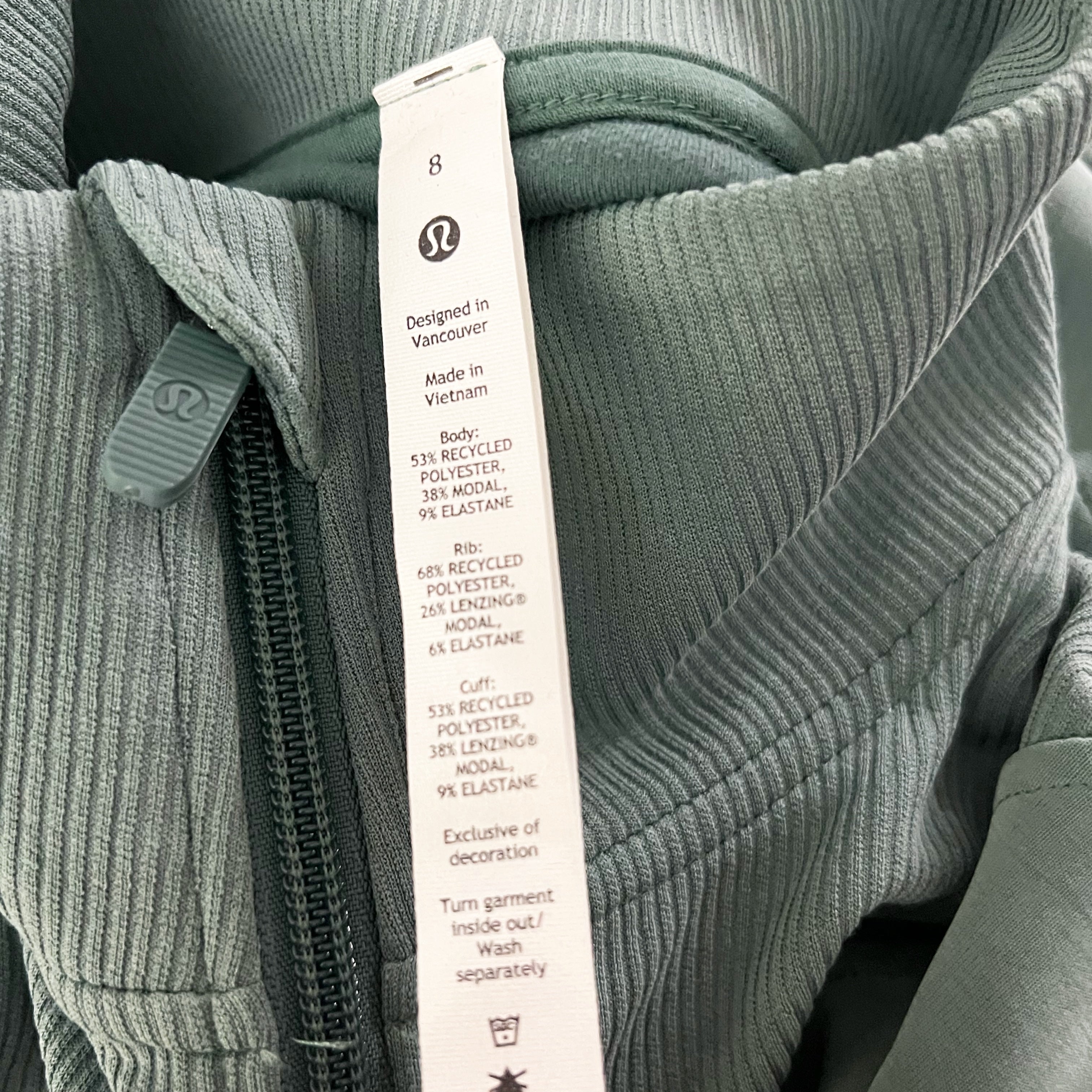 NEW Lululemon Women's Brushed Softstreme Ribbed Half Zip Sweater Green Jasper 8