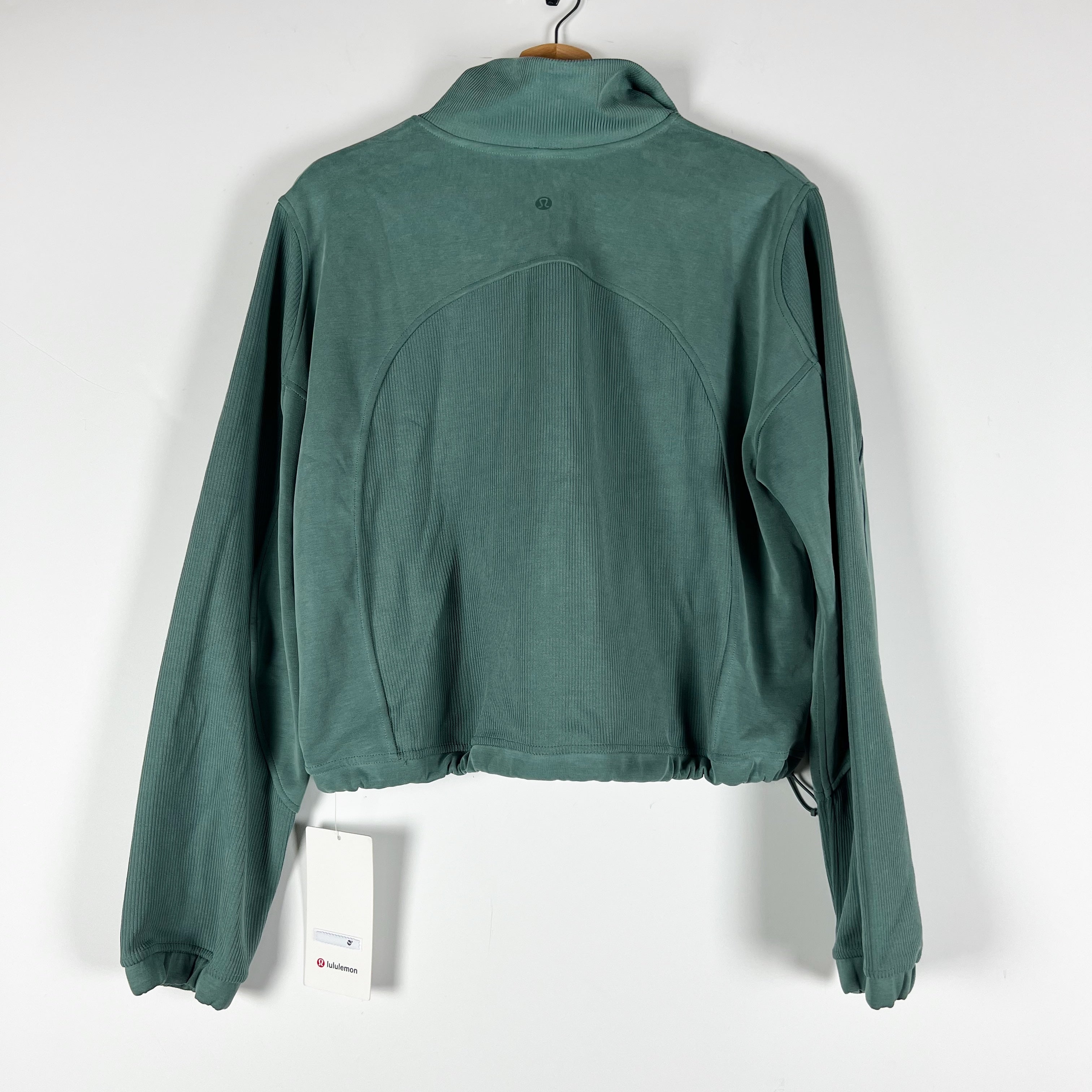 NEW Lululemon Women's Brushed Softstreme Ribbed Half Zip Sweater Green Jasper 8