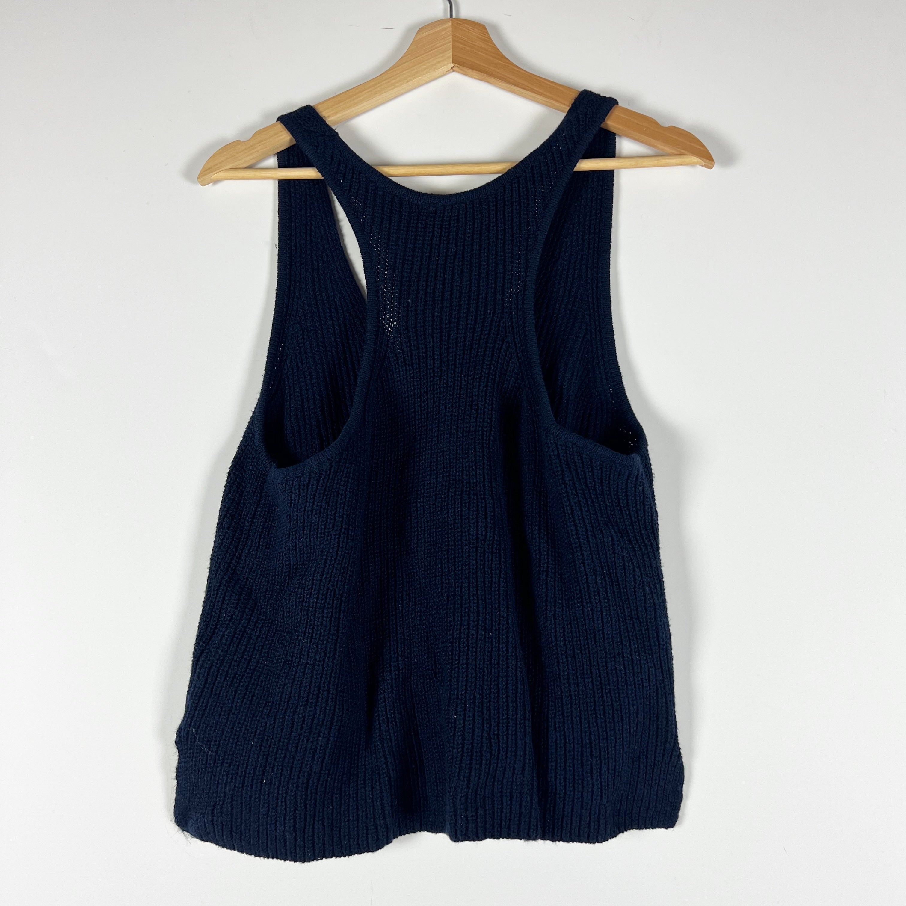 NEW Splendid Collection Cotton VNeck Sleeveless Sweater Knit Tank Top Solid Navy