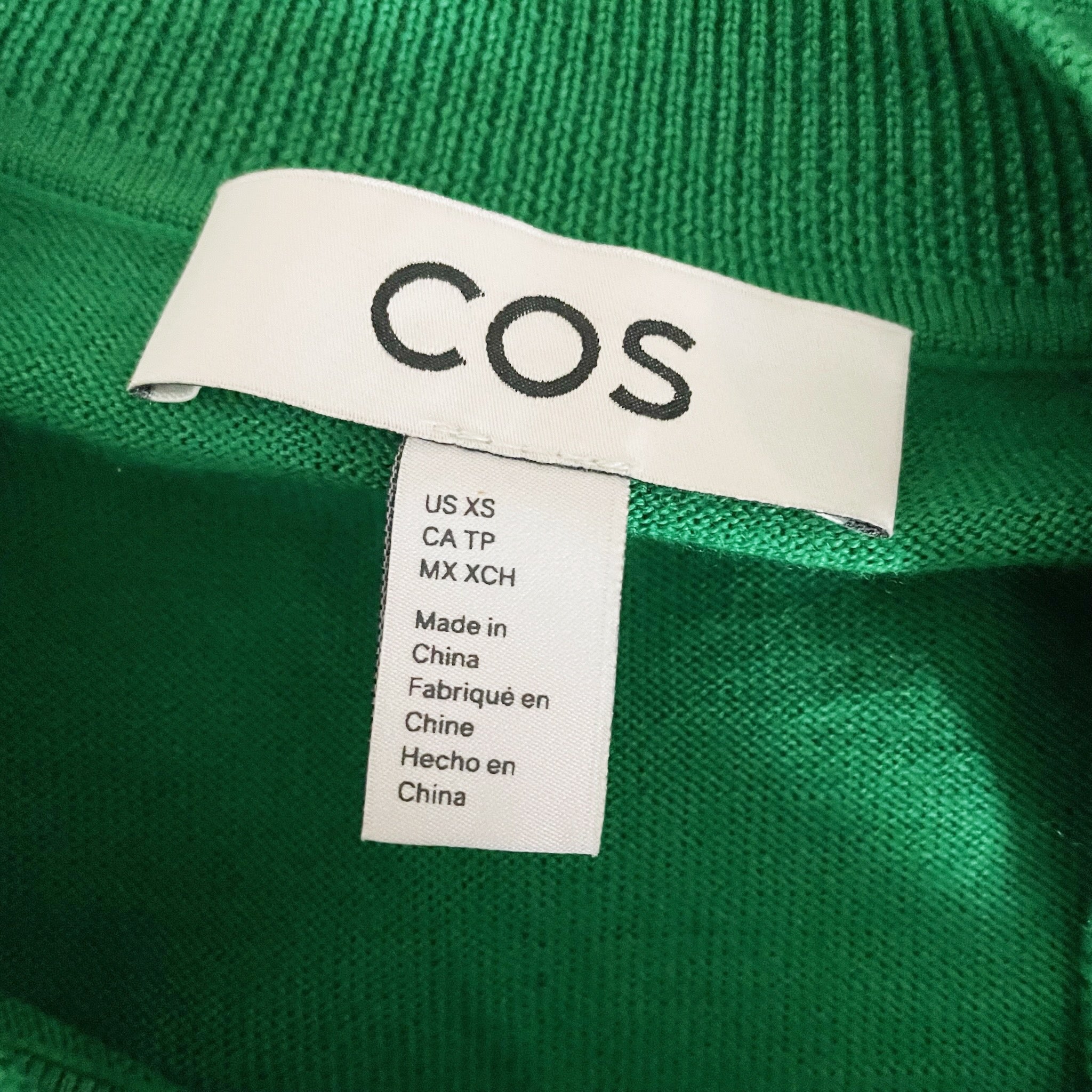 COS Women's Wool Knit Stretch Crew Neck Long Sleeve Pullover Sweater Kelly Green