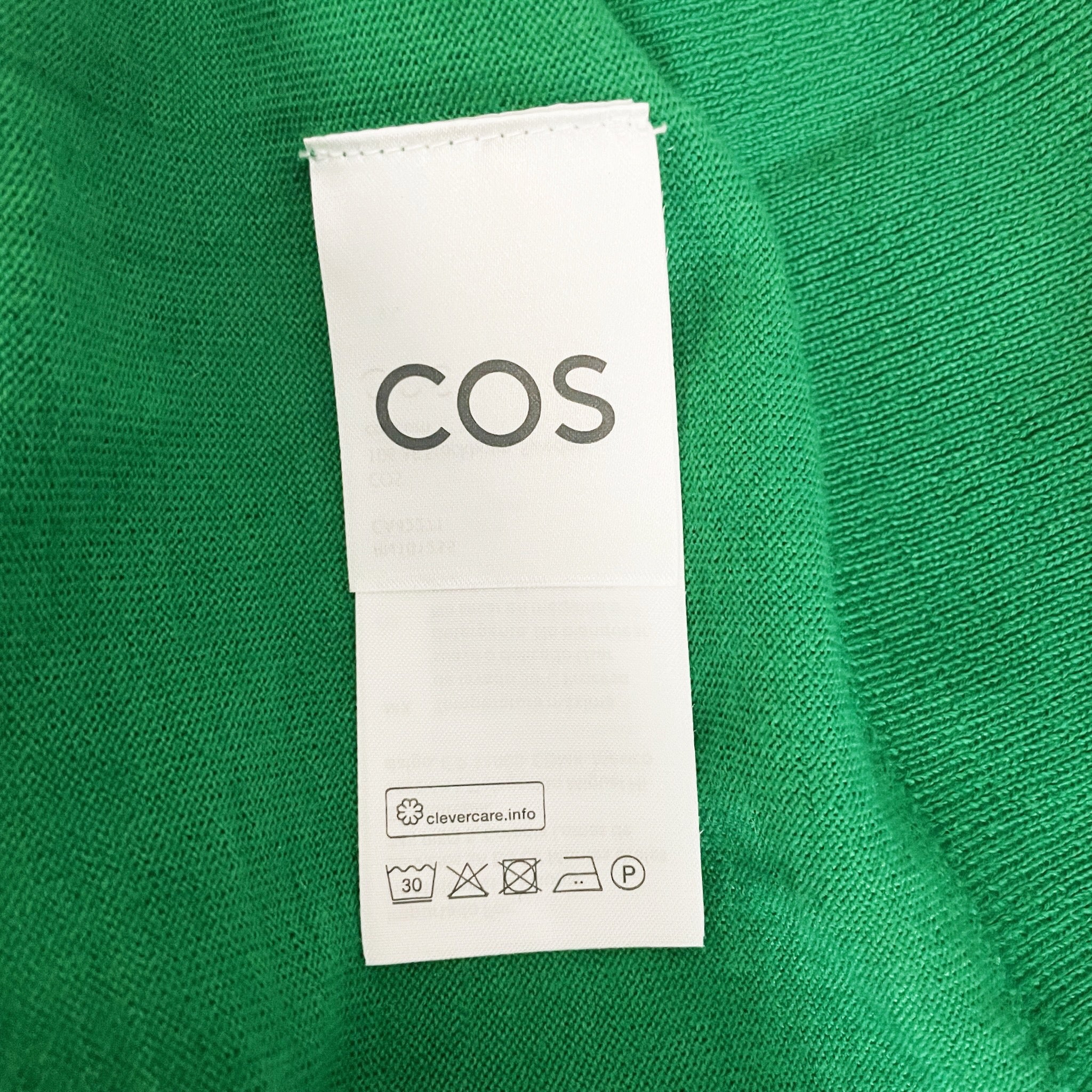 COS Women's Wool Knit Stretch Crew Neck Long Sleeve Pullover Sweater Kelly Green