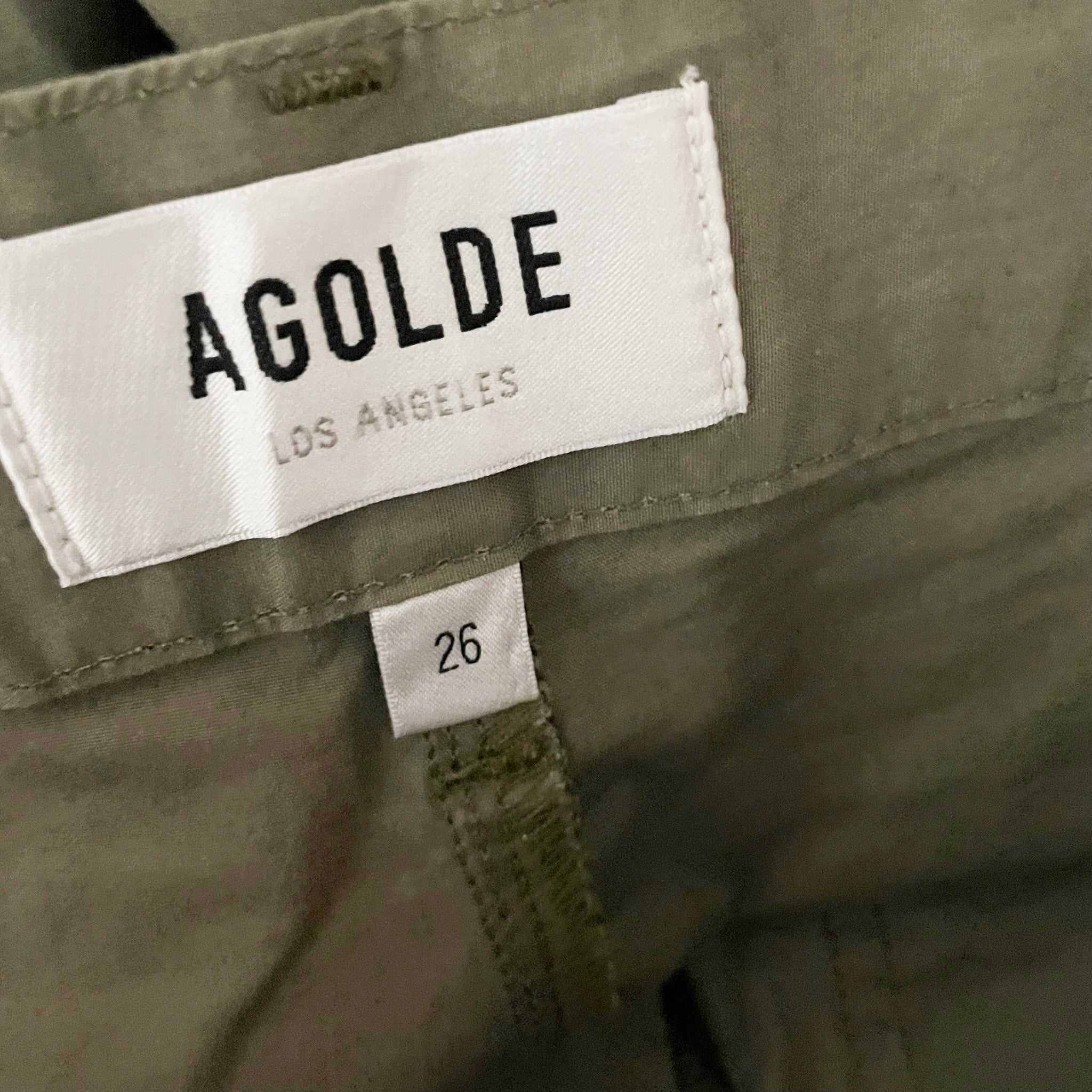Agolde Daria Cotton Stretch Utility Straight Leg Trouser Pants Duffle Green 26