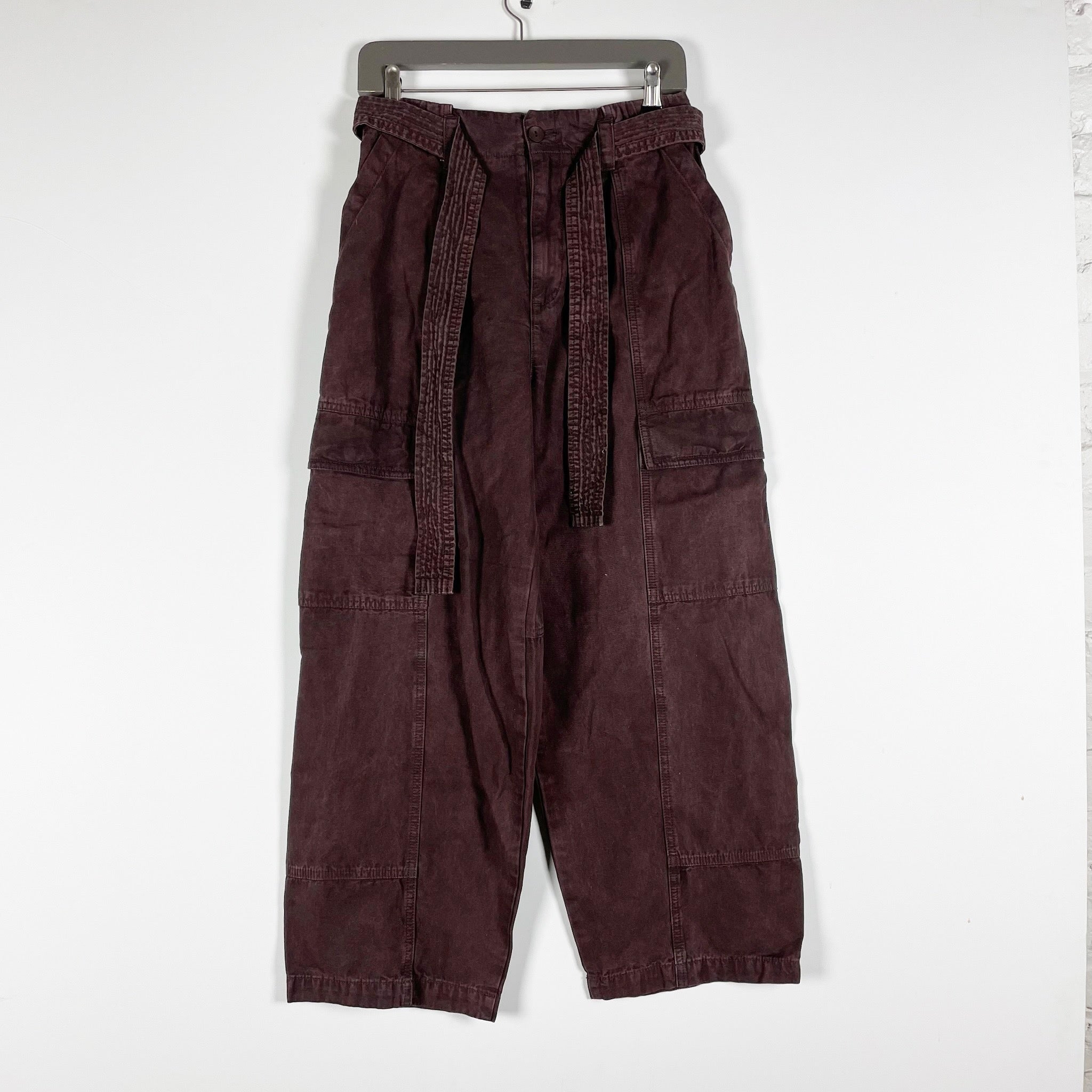NEW Joie Emerald Cotton Straight Leg Cargo Pants Chocolate Plum 4