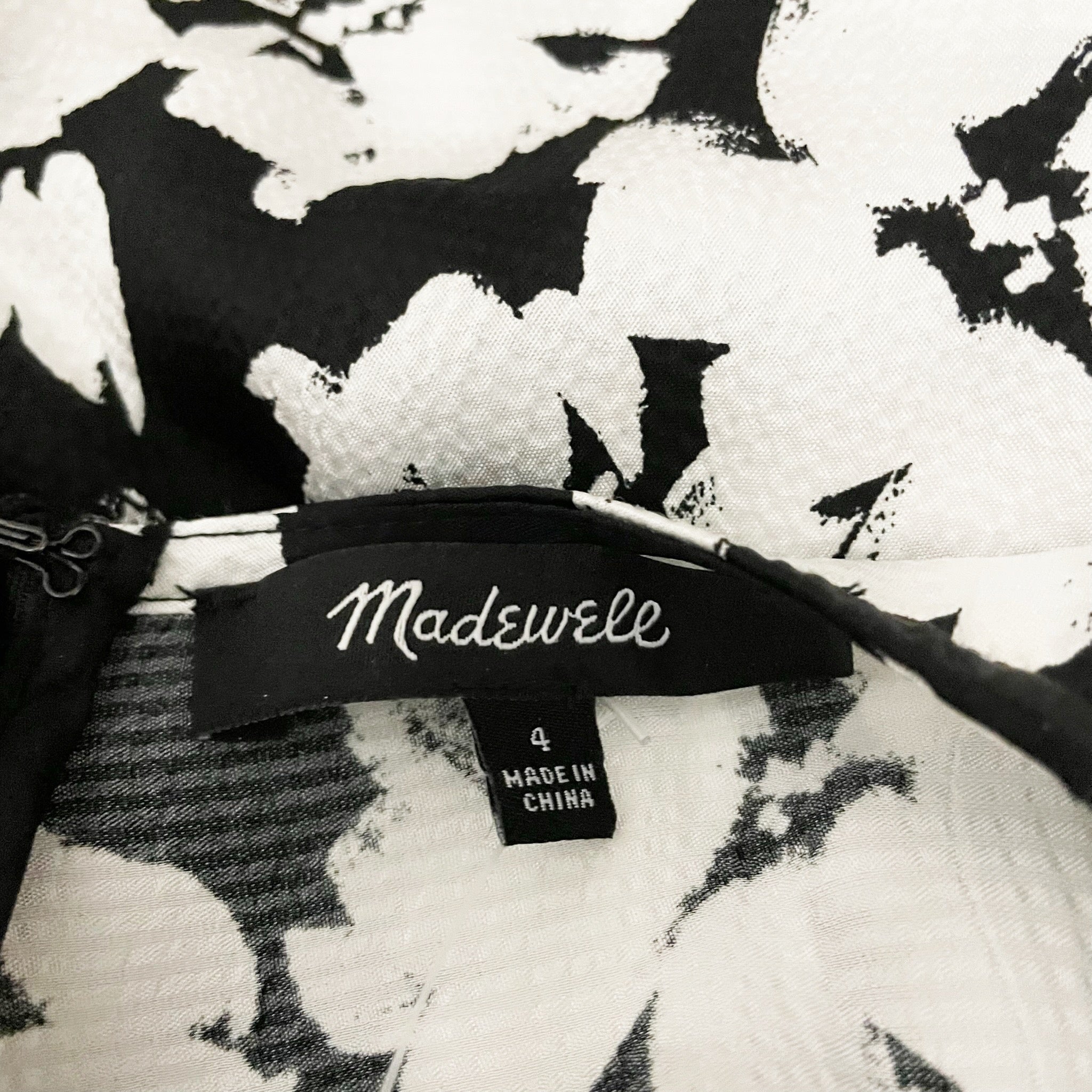 NEW Madewell Maxi T-Shirt Dress In Floral Hammered Satin Lucia Black White Print