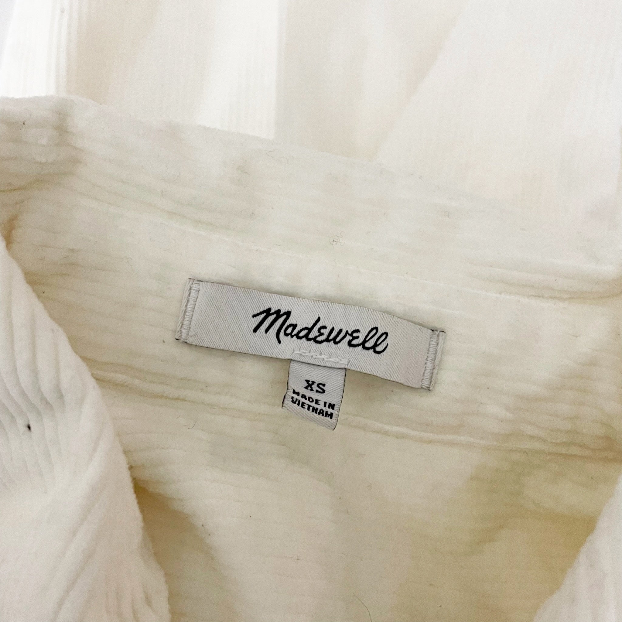 Madewell Cotton Stretch Corduroy Velvet Velour Relaxed Shirt Jacket Winter White