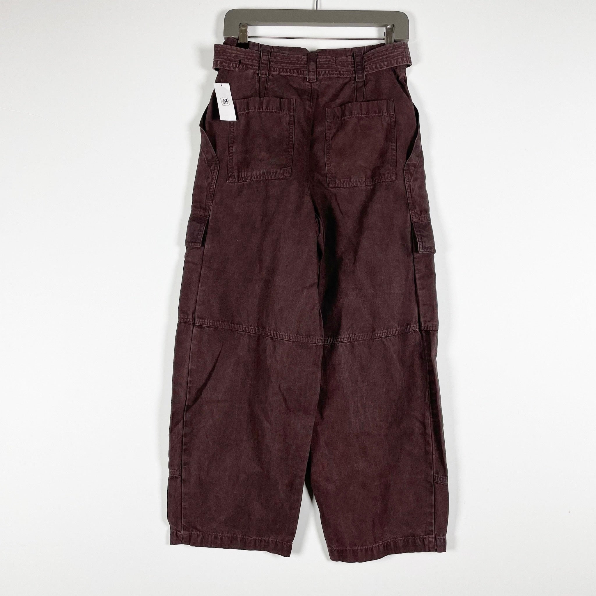 NEW Joie Emerald Cotton Straight Leg Cargo Pants Chocolate Plum 4