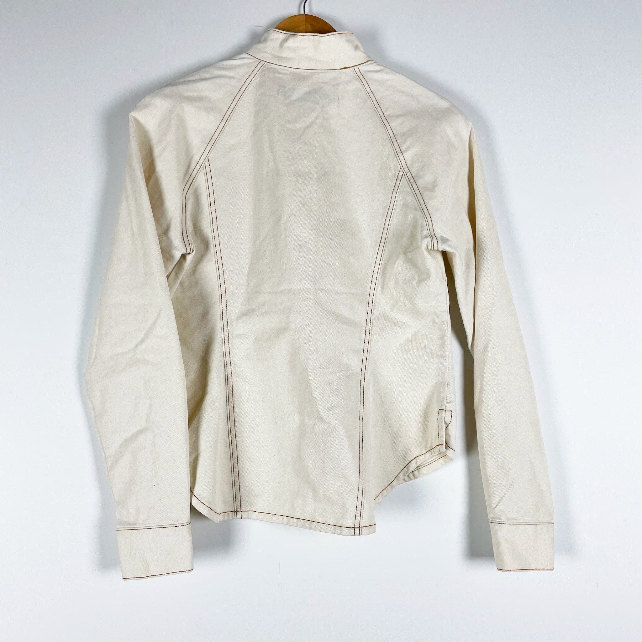 Veronica Beard Elodie Cotton Button Tie Neck Long Sleeve Blouse Shirt Ivory 4