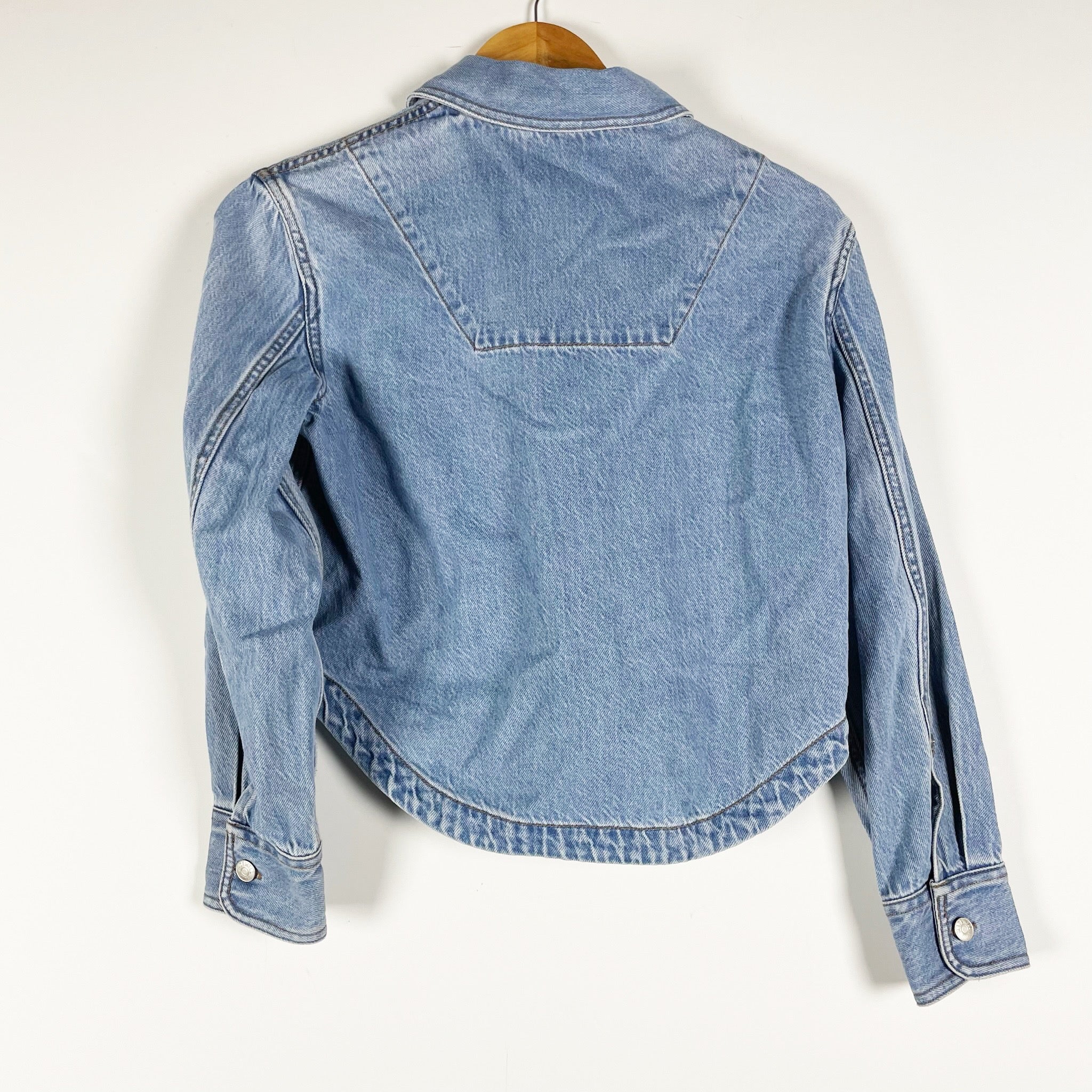 Madewell Women's Cotton Denim Long Sleeve Button Down Crop Shirt Dayview Wash