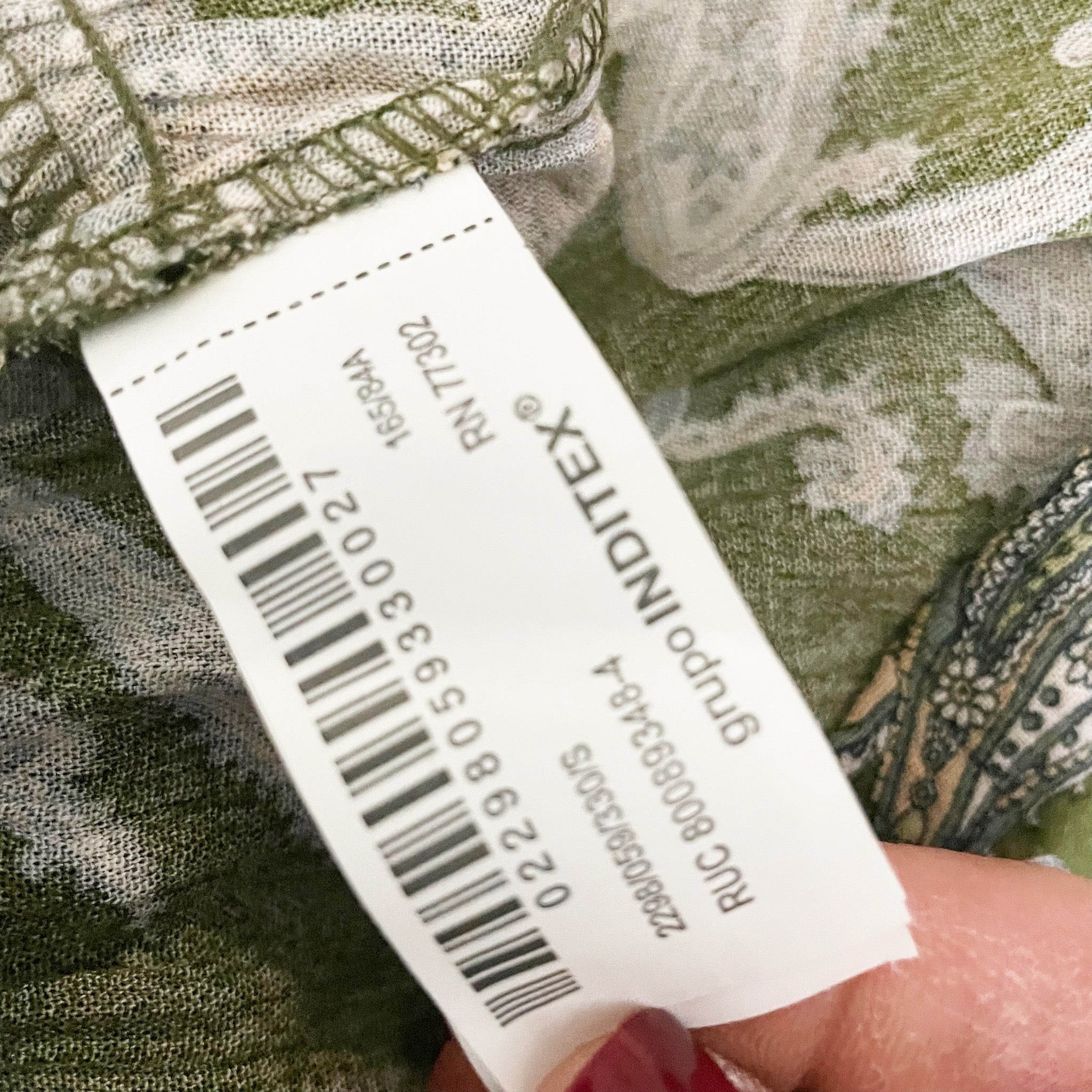 Zara Paisley Print Pattern Green Neutral Stretch Waist Long Sleeve Maxi Small