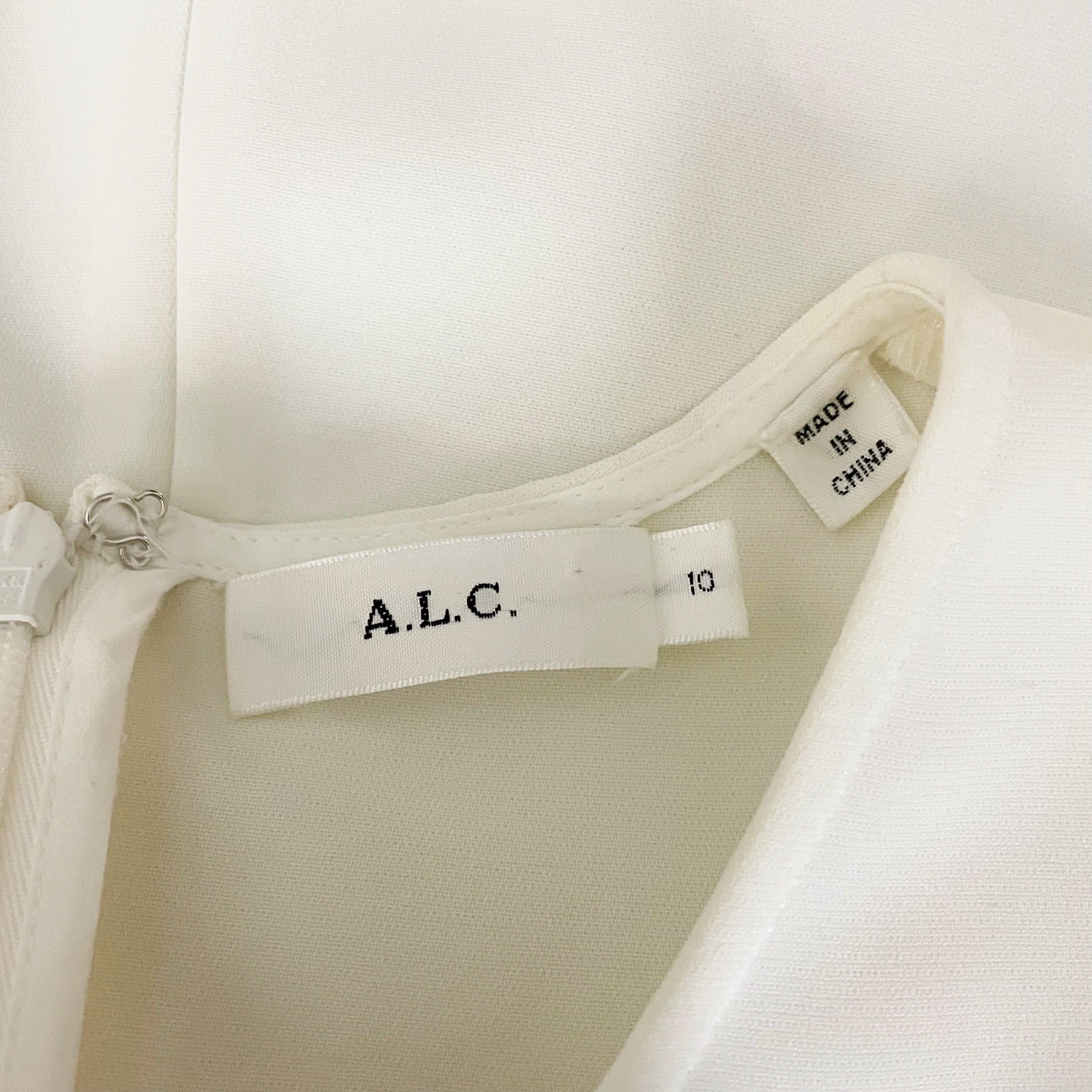 A.L.C. Mariana Puff Short Sleeve Scoop Neck Crepe Chiffon Blouse Shirt Ivory 10