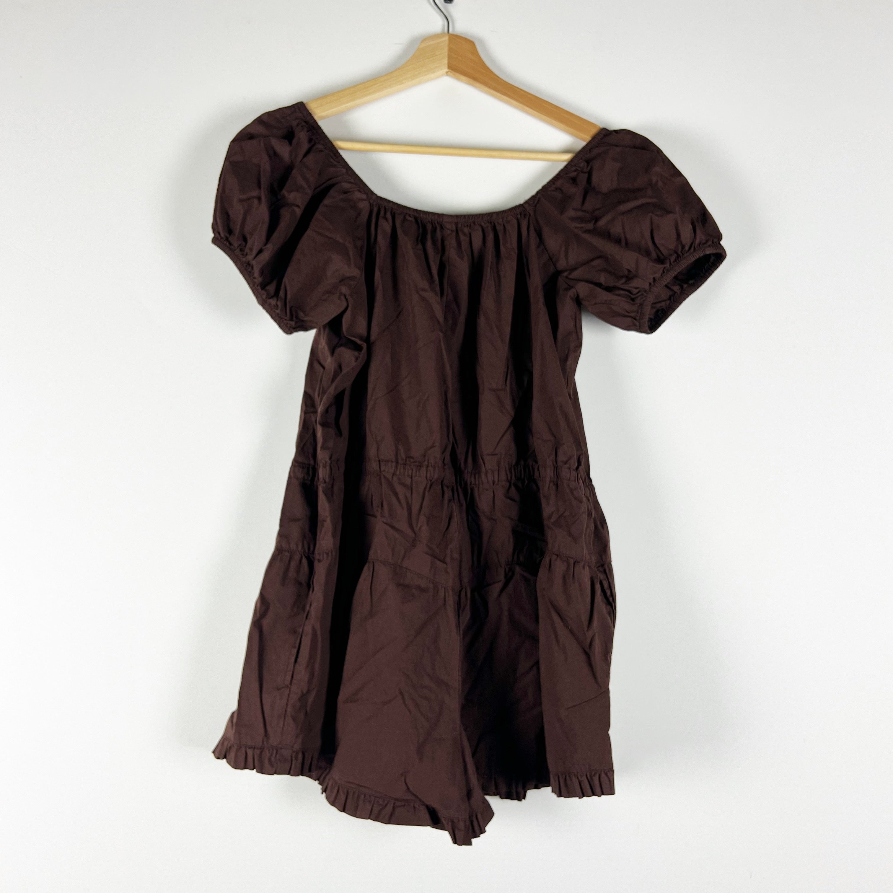 Free People A Sight For Sore Eyes Cotton Poplin Button Front Romper French Roast