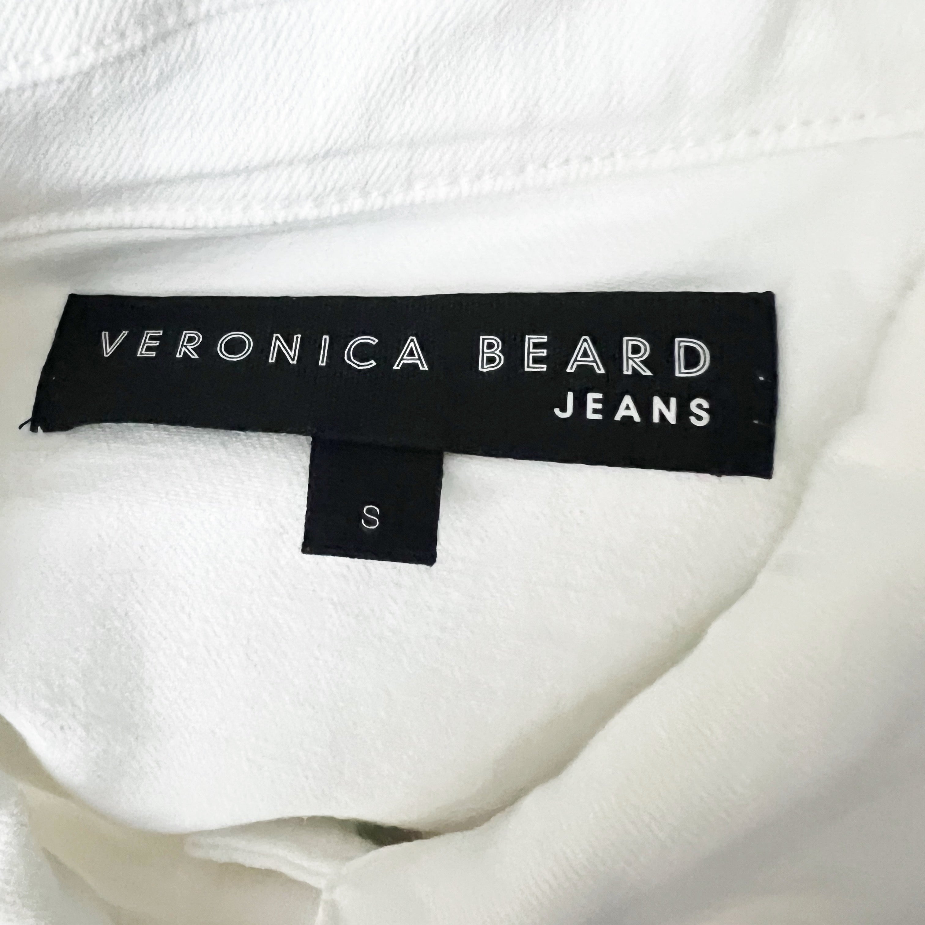 Veronica Beard Raina Cotton Collared Button Cropped Half Sleeve Jacket White S