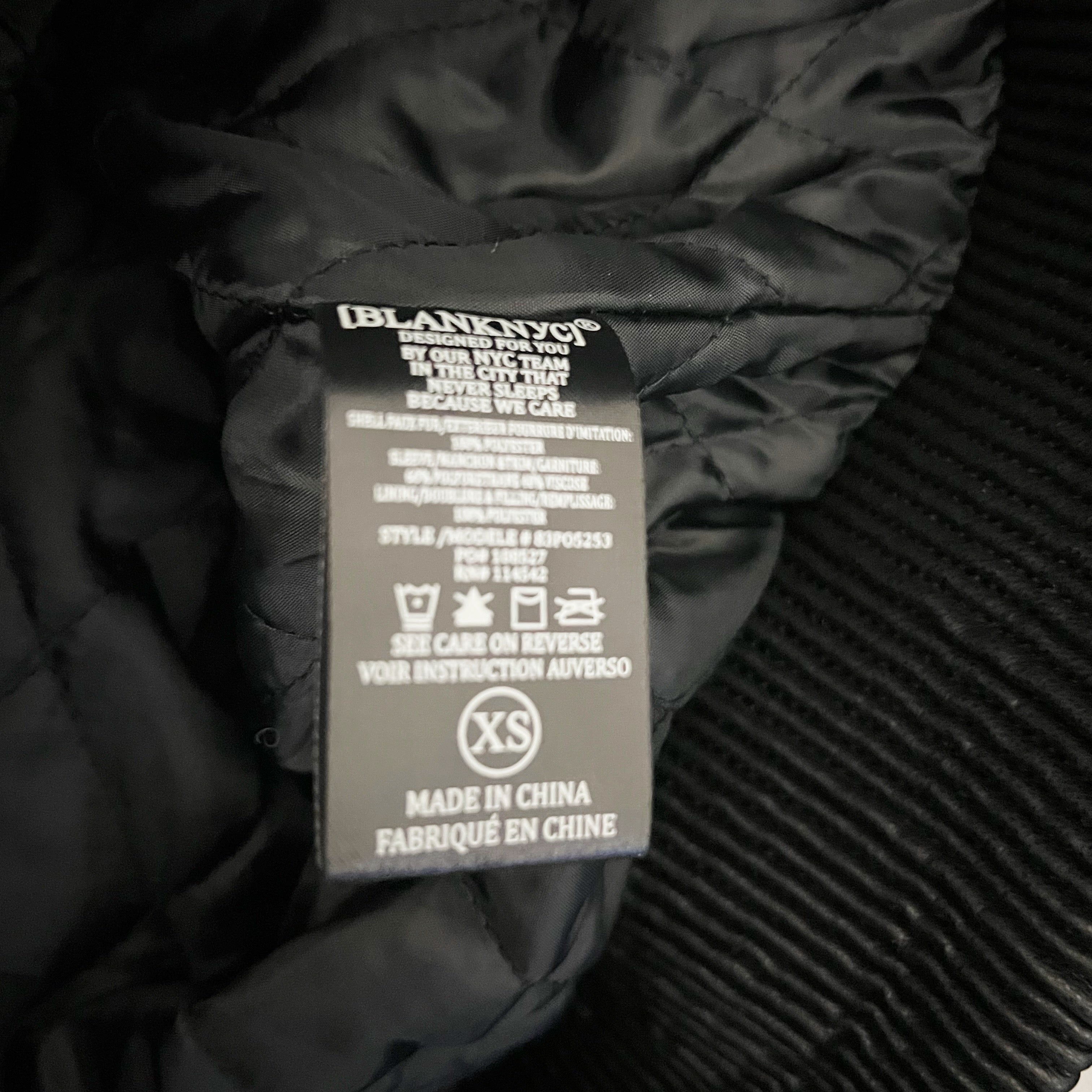 BlankNYC Sky High Aviator Faux Vegan Shearling Leather Bomber Jacket White Black