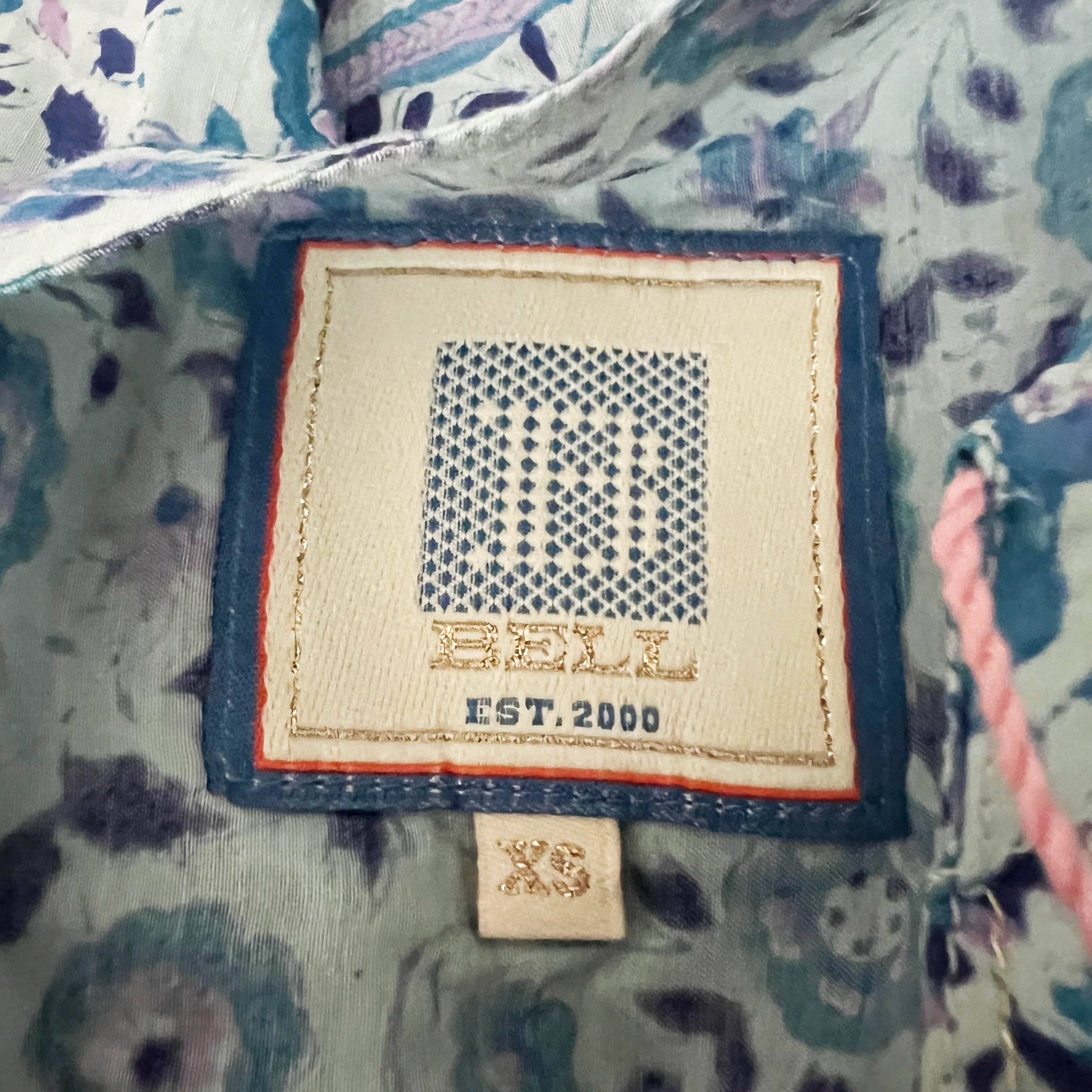 BELL By Alicia Bell Cotton Silk Paisley Print Pattern Tassel Blouse Shirt Blue