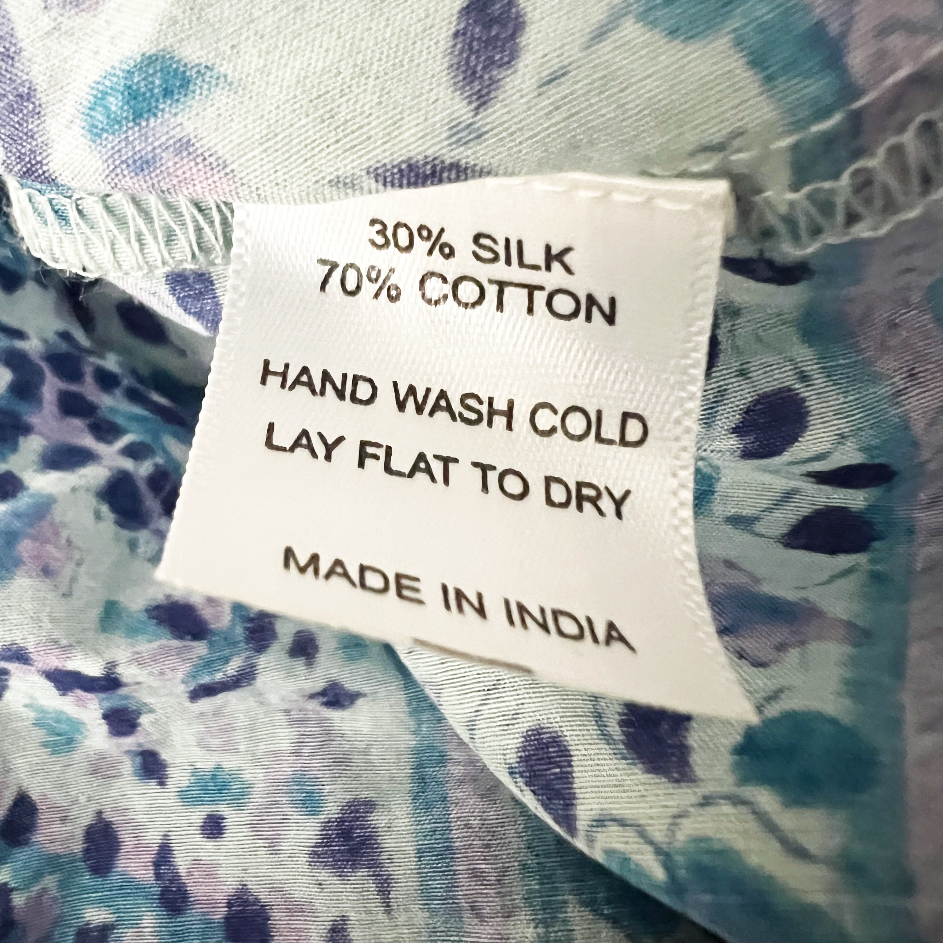 BELL By Alicia Bell Cotton Silk Paisley Print Pattern Tassel Blouse Shirt Blue