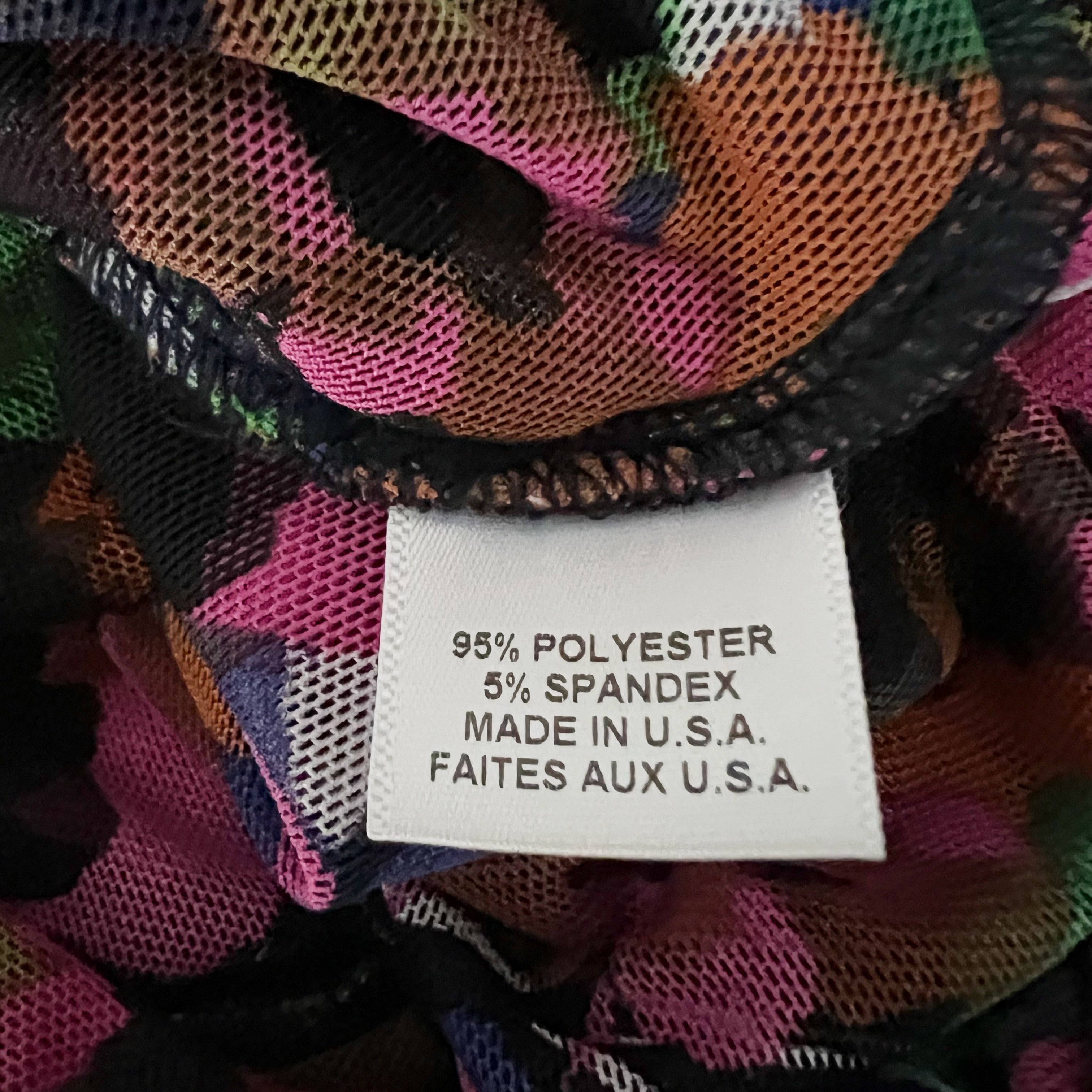 NEW Misa MISA Hayworth Thong Long Sleeve Mesh Tulle Bodysuit Jeweltone Flora XS