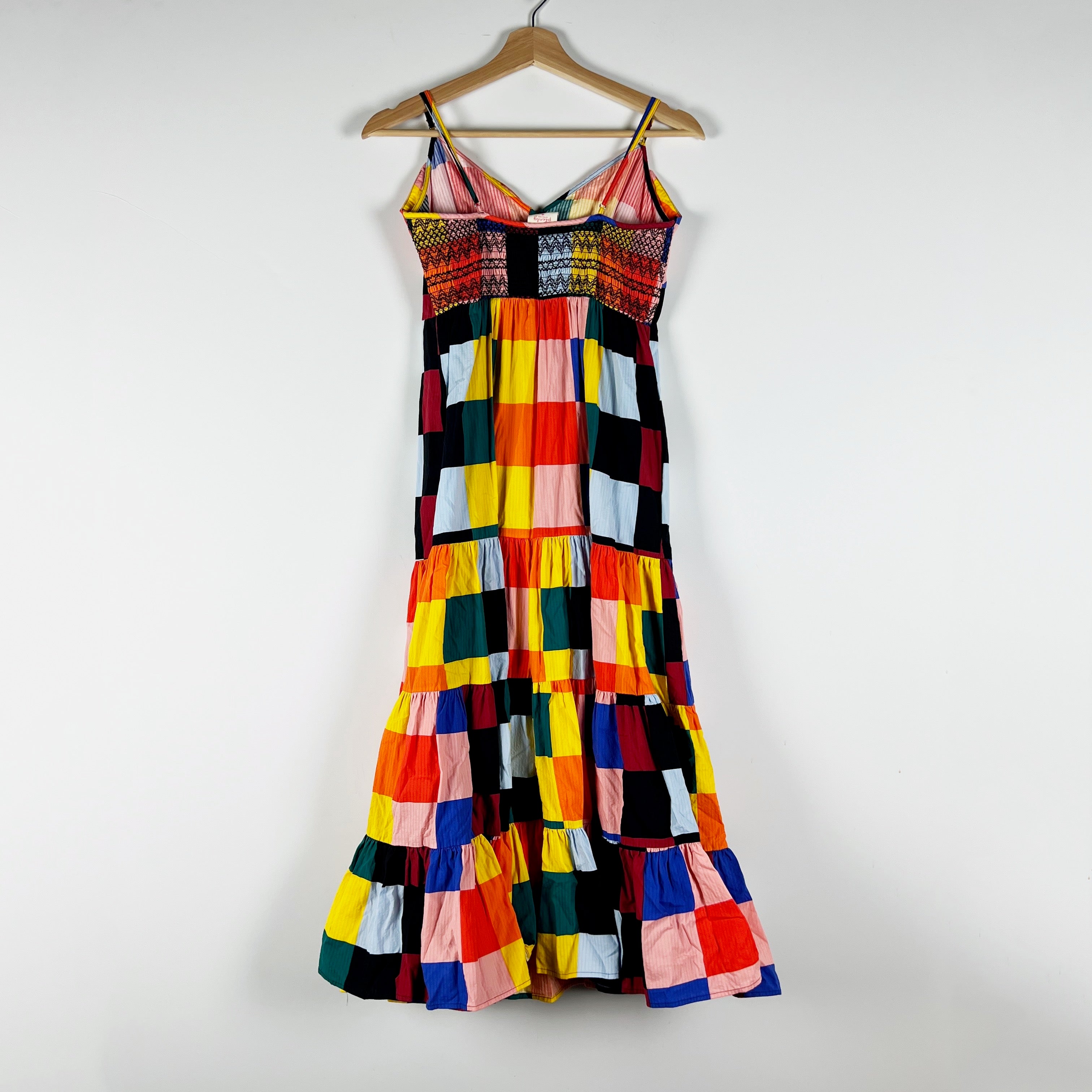 Plenty by Tracy Reese Checkered Abstract Print Pattern Cotton Poplin Maxi Dress