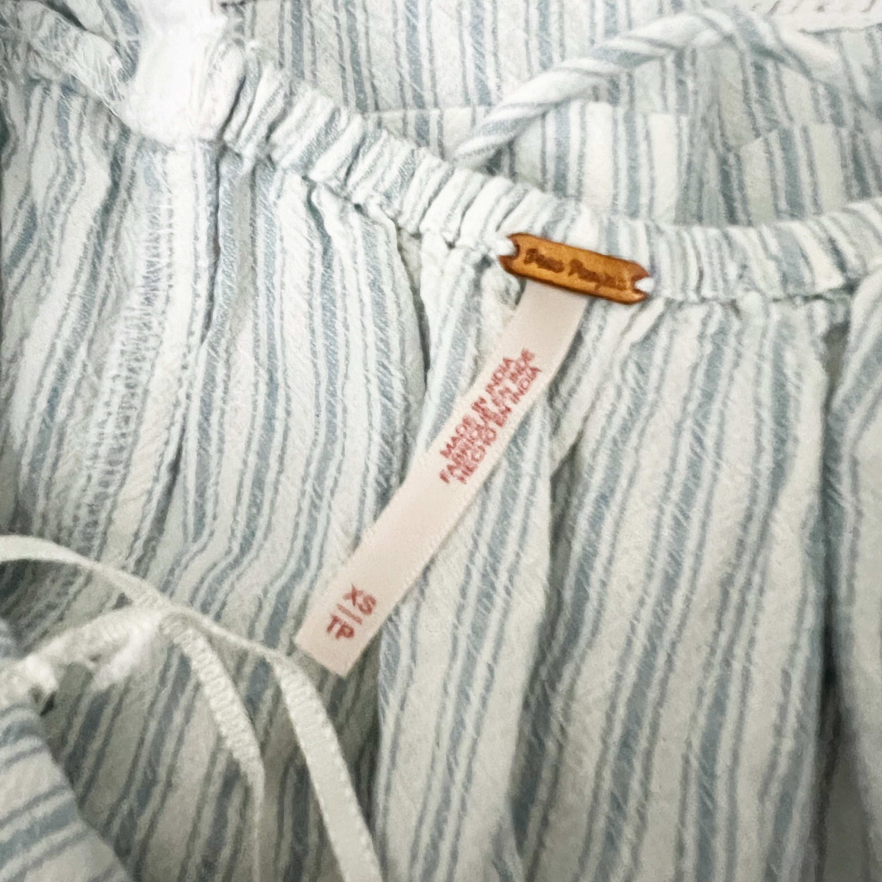 Free People Desert Days Halterneck Tiered Button Front Stripe Mini Dress Ivory