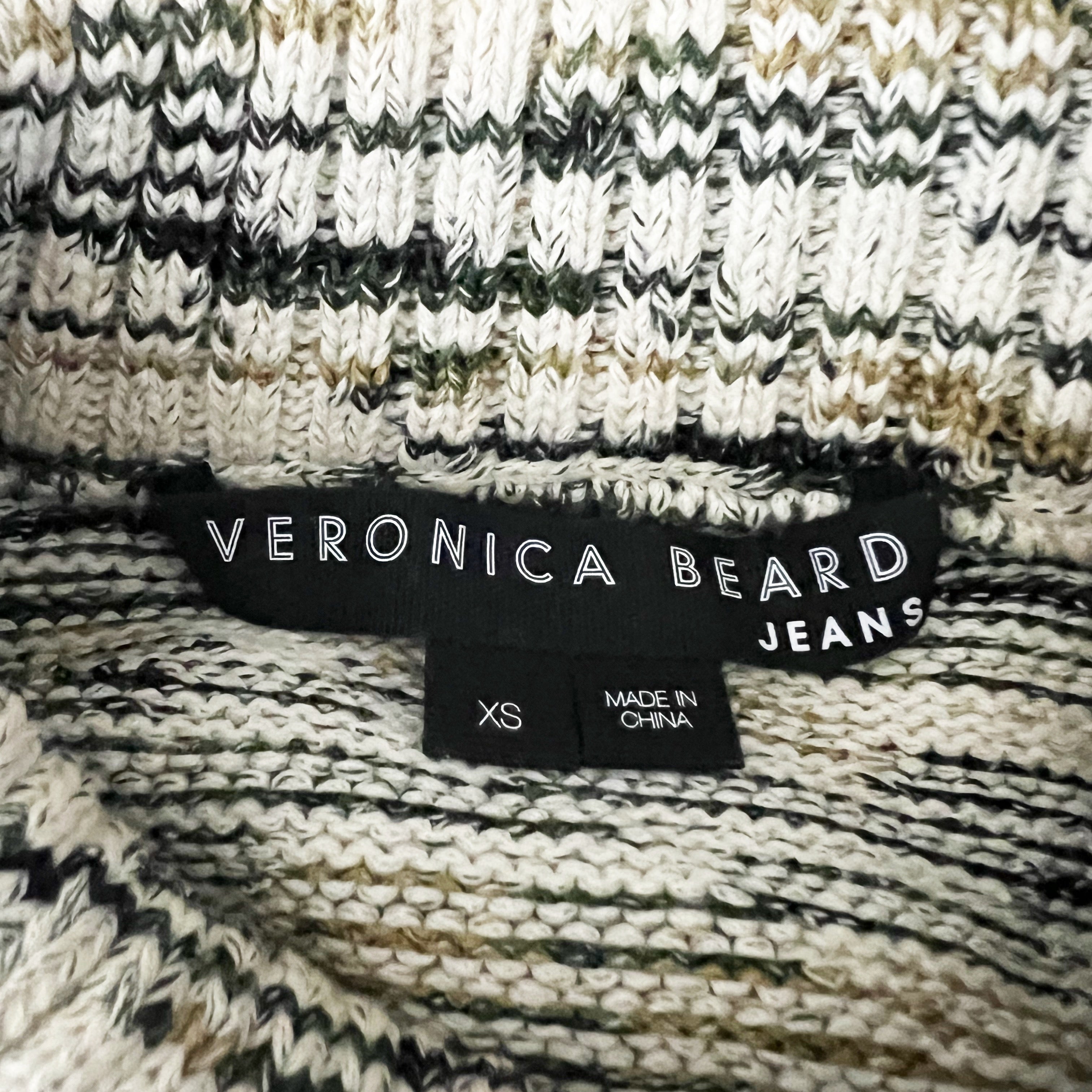 Veronica Beard Gerona Organic Cotton Blend Knit Crew Neck Pullover Sweater Army