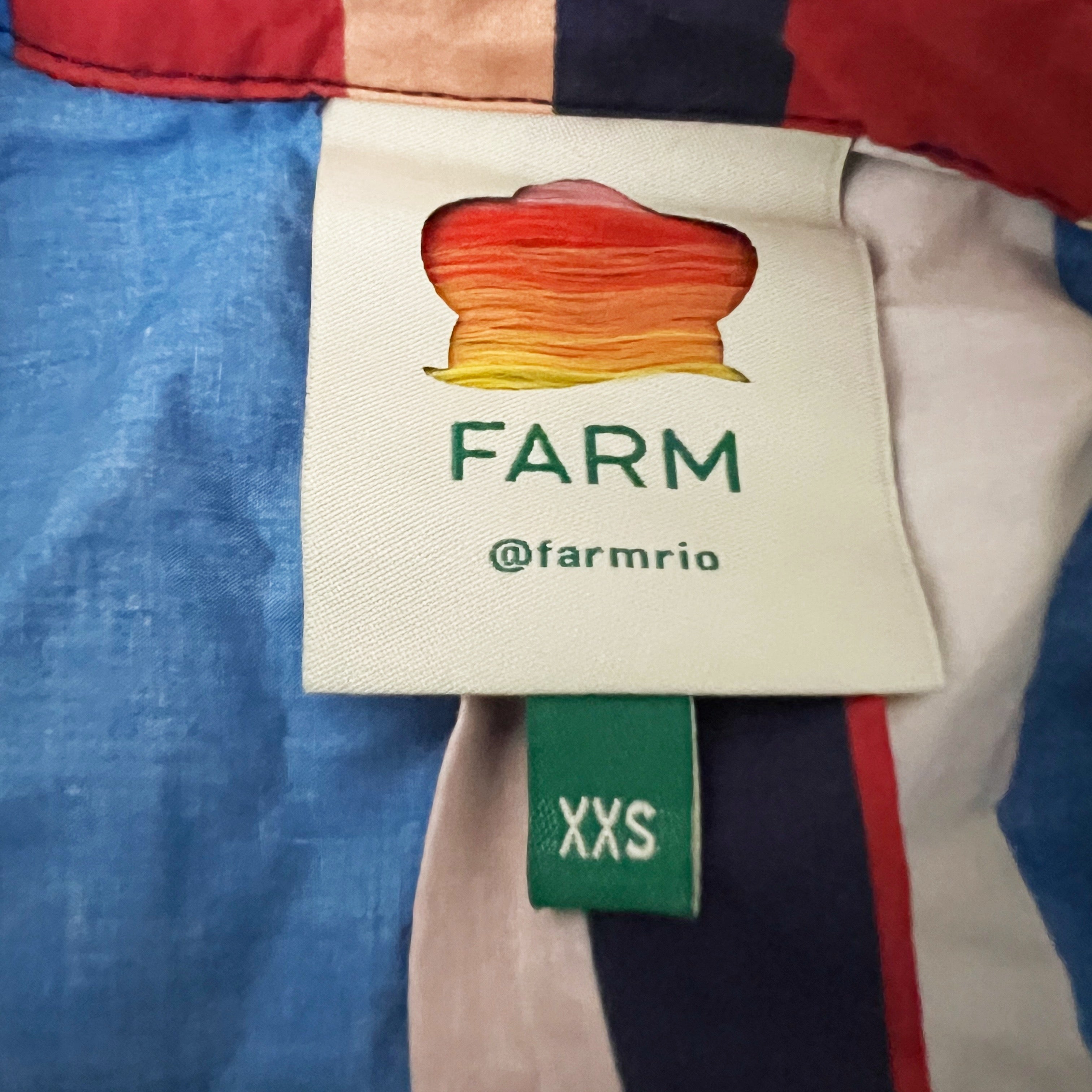 Farm Rio Winter Stripes Cotton Poplin Multi Color Abstract Midi Dress XXS