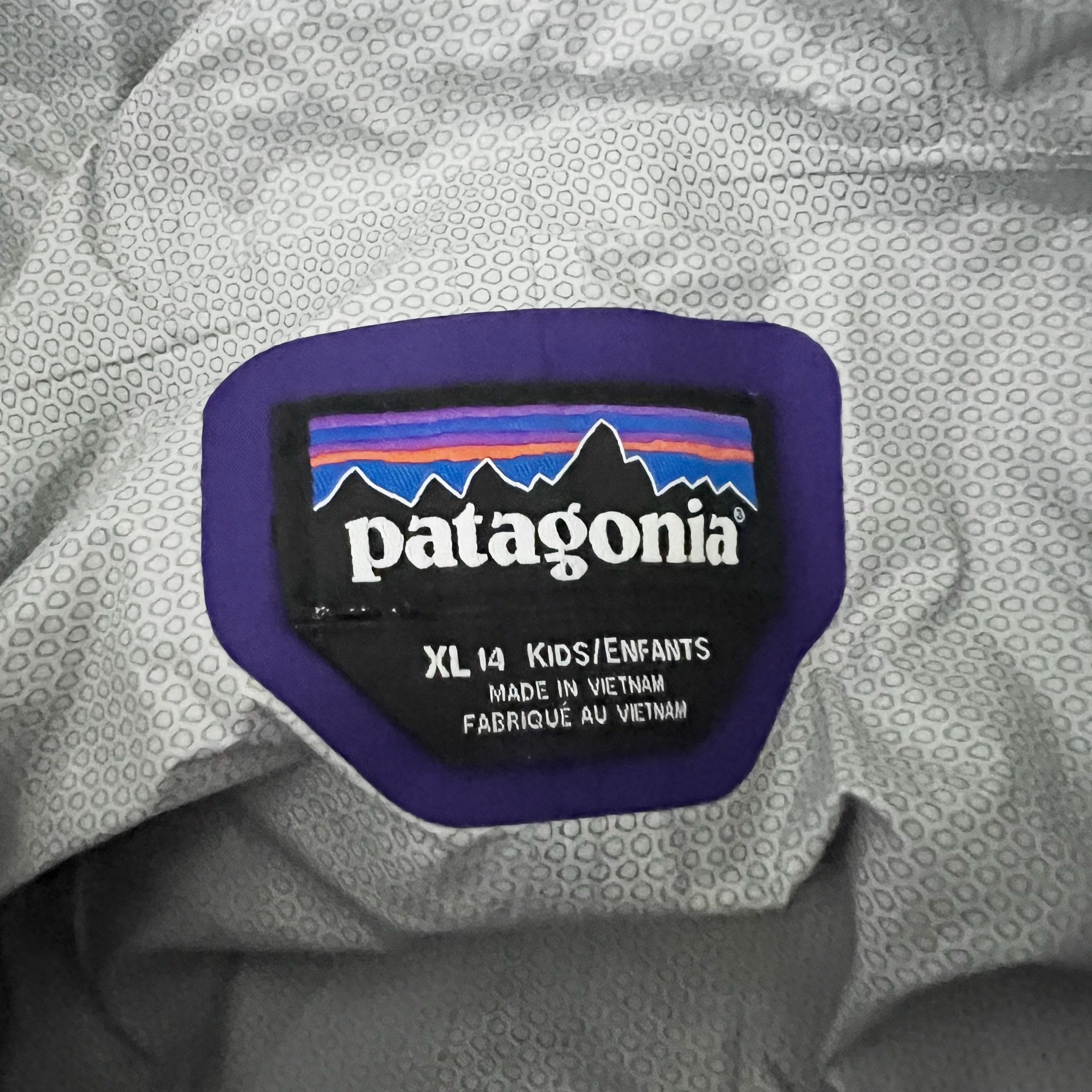 Patagonia Girl's Water Resistant Windbreaker Rain Full Zip Hooded Jacket Purple