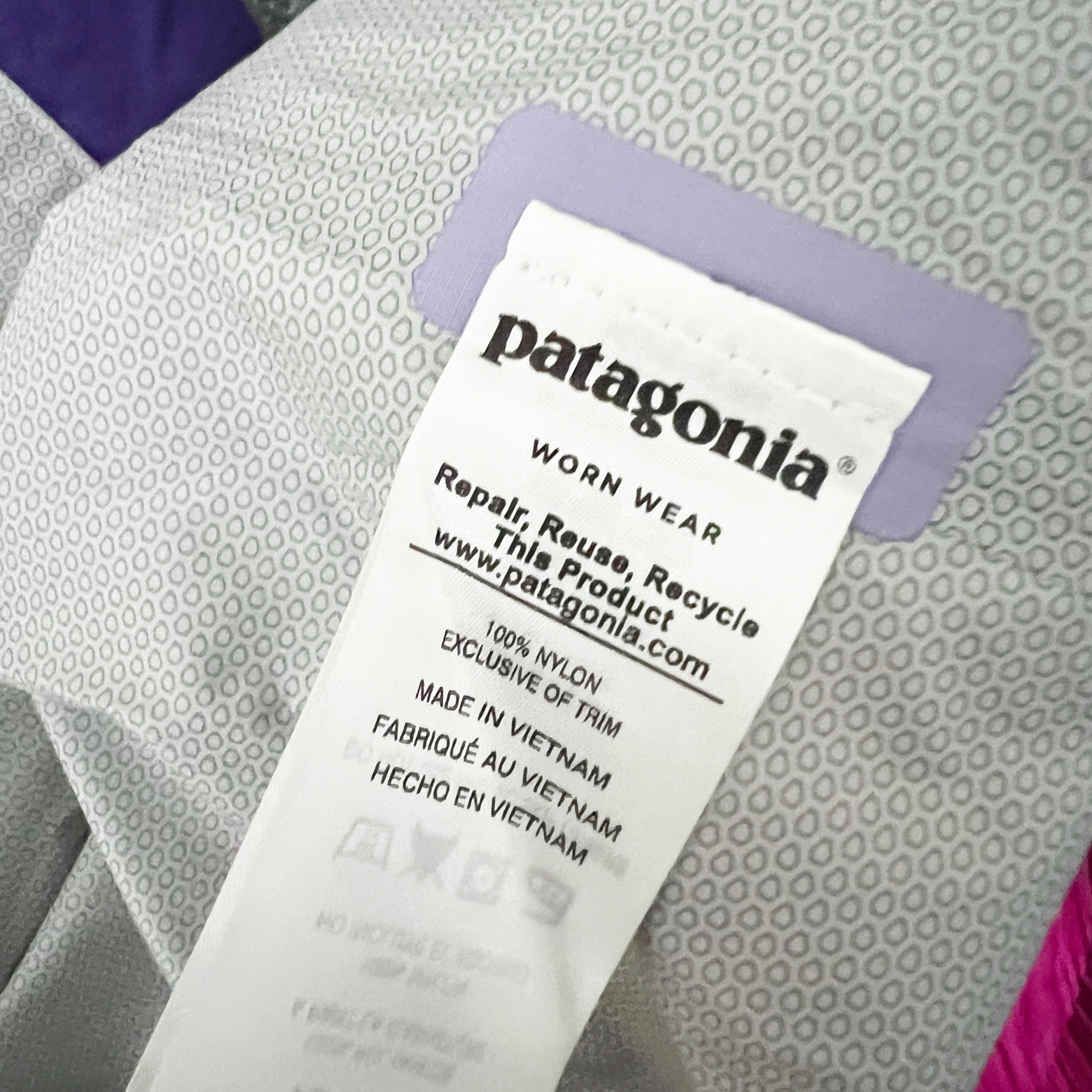 Patagonia Girl's Water Resistant Windbreaker Rain Full Zip Hooded Jacket Purple