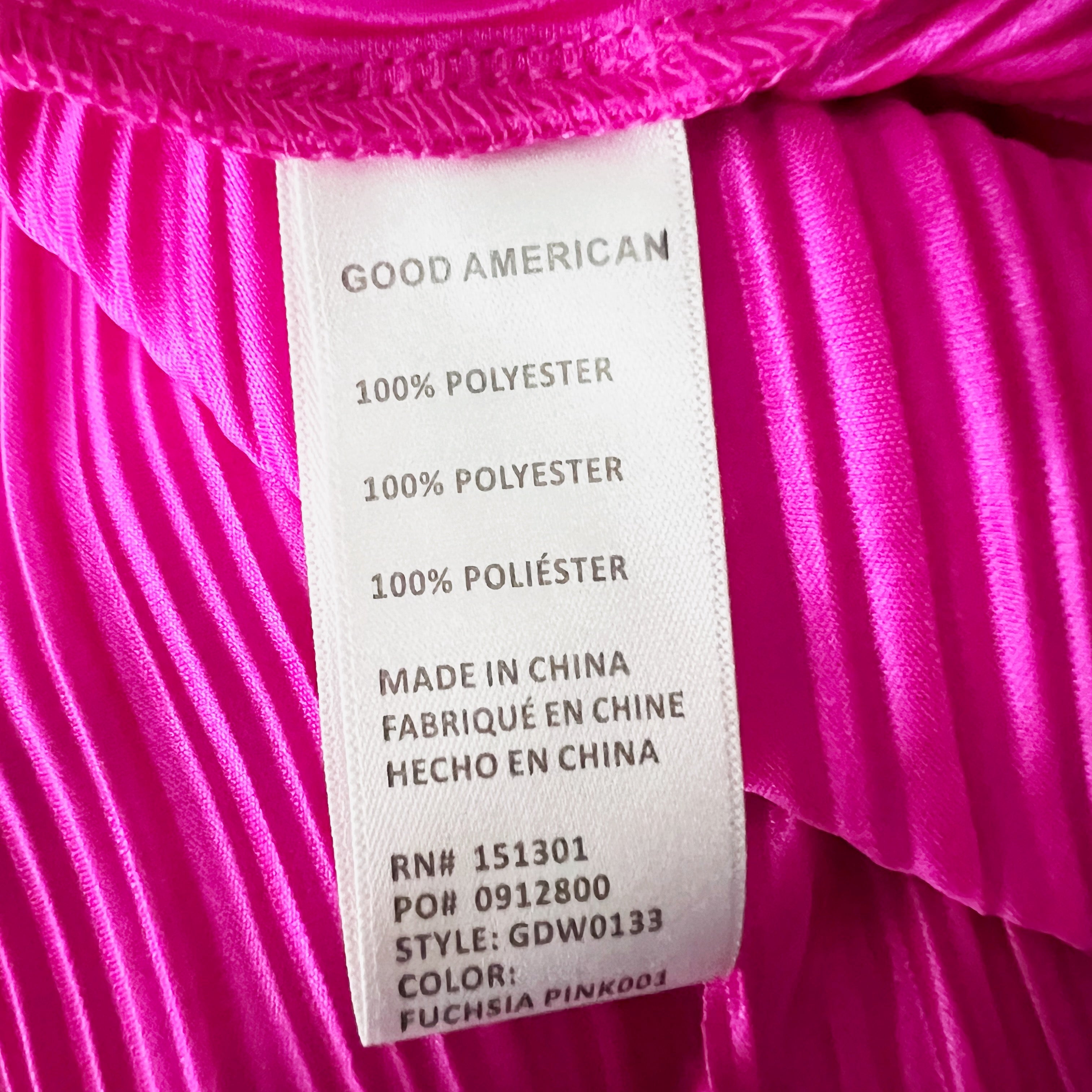 NEW Good American Always Fits Plisse Pleated Cut Out Mini Dress Fuchsia Pink