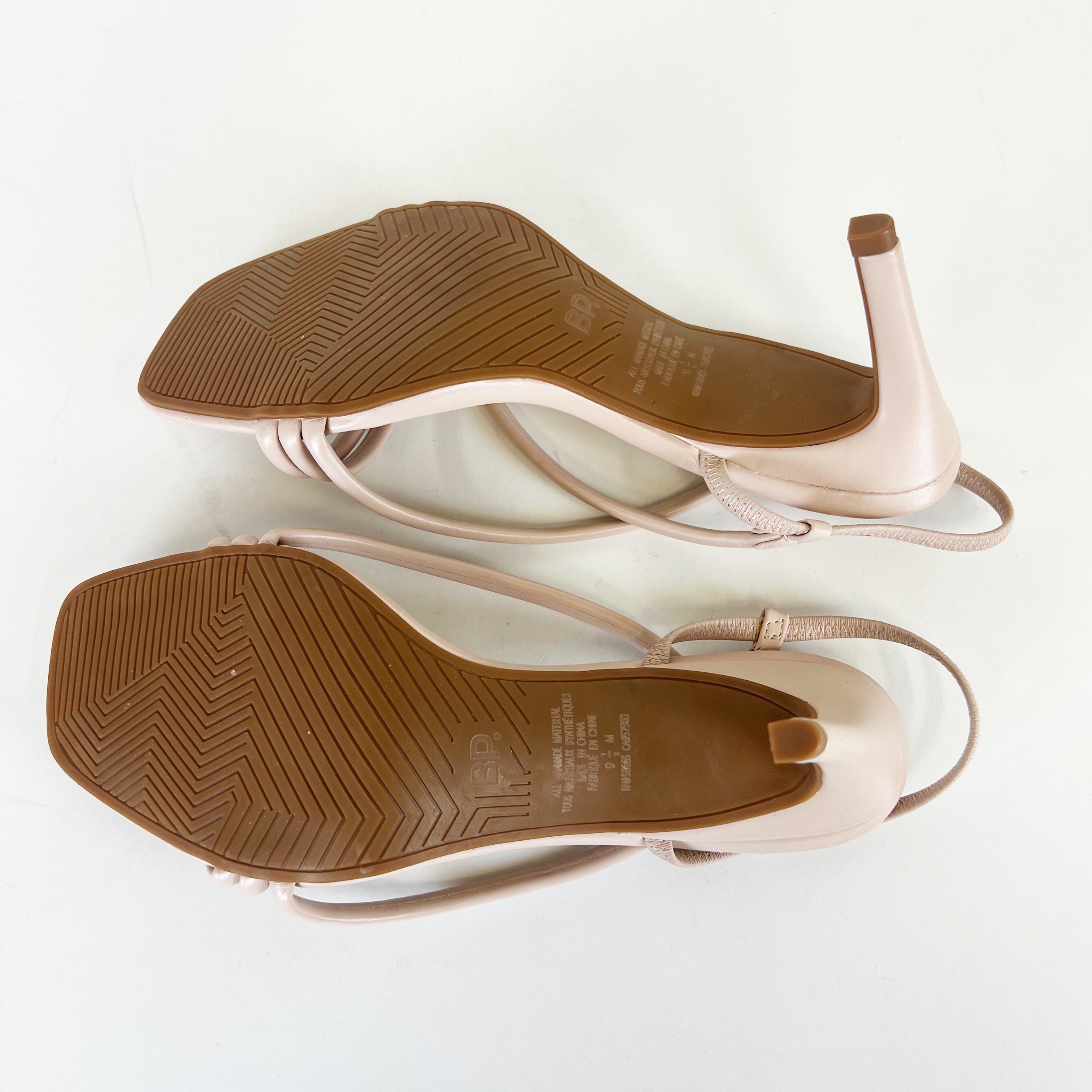 NEW BP Faux Vegan Leather Strappy Open Toe Sandals High Heels Shoes Neutral 9.5