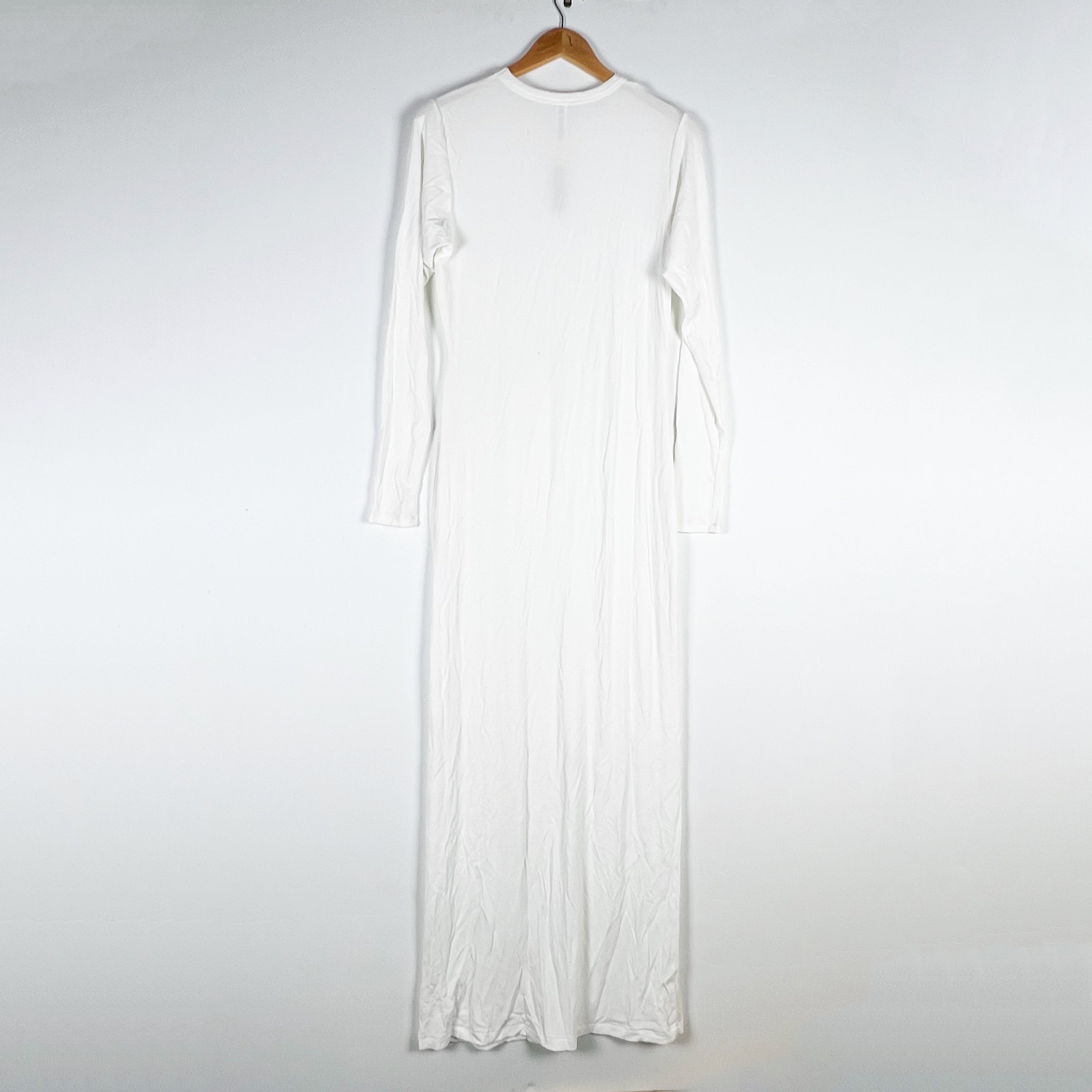 NEW Skims Soft Lounge Crew Neck Ribbed Knit Long Maxi Dress Marble White 2X