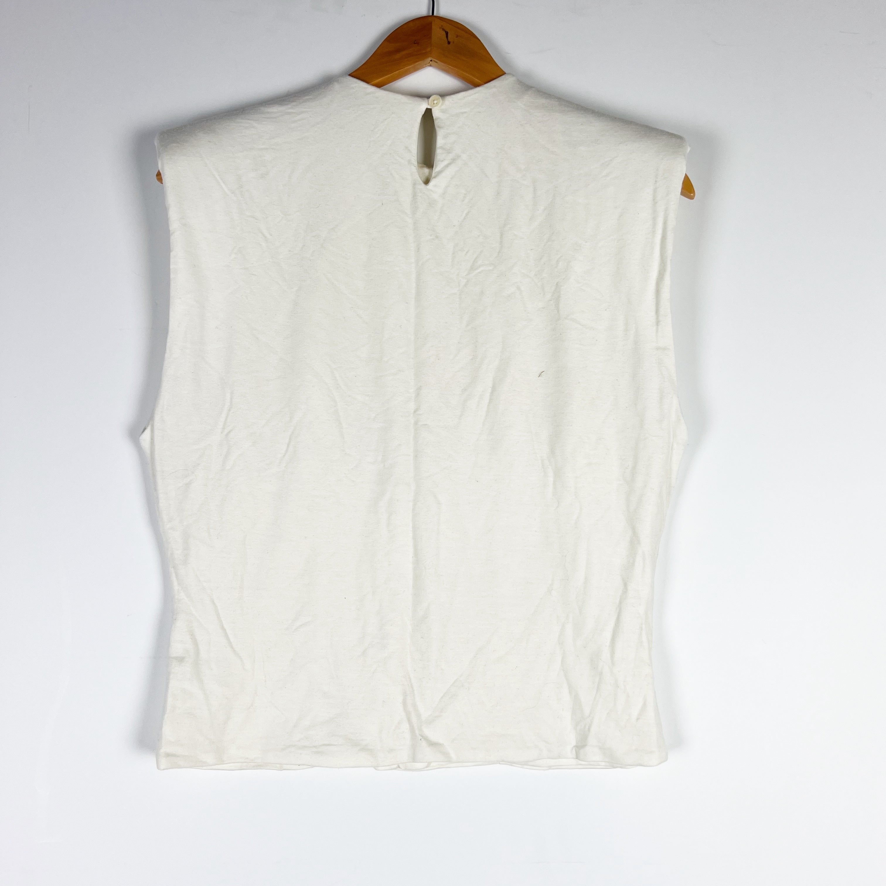 Reformation Organic Cotton Stretch Shoulder Pad Corset Tee Shirt White XL