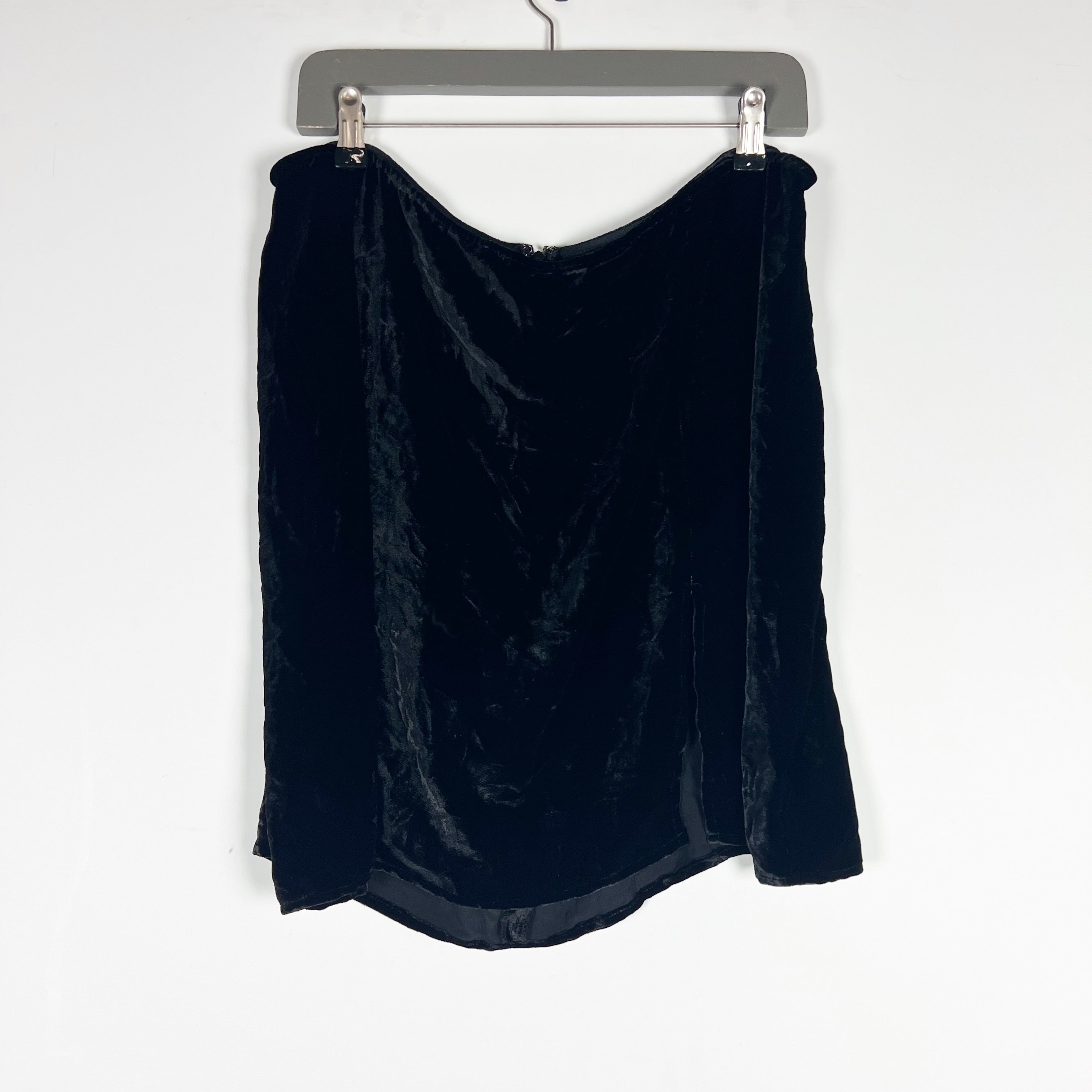 Reformation Cleo Silk Blend Velvet Velour Slit Mini Skirt Solid Black 14
