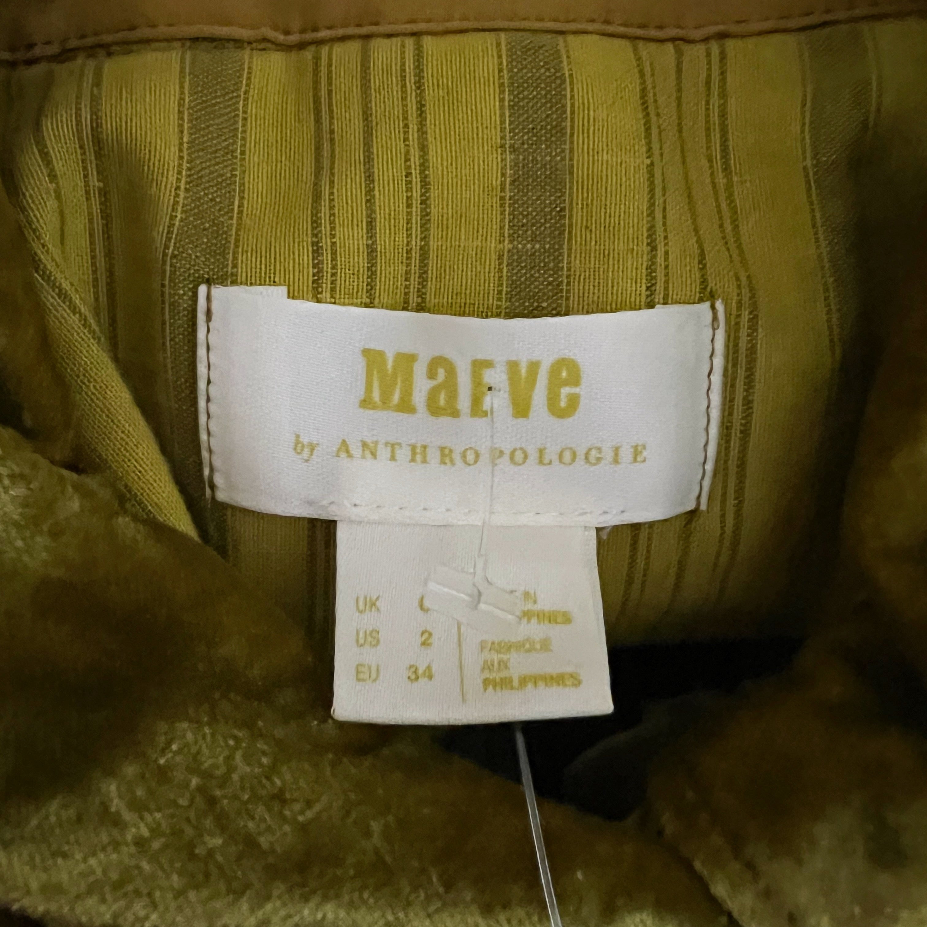 NEW Maeve Anthropologie Karina Velvet Velour Button Down Collared Shirt Gold 2